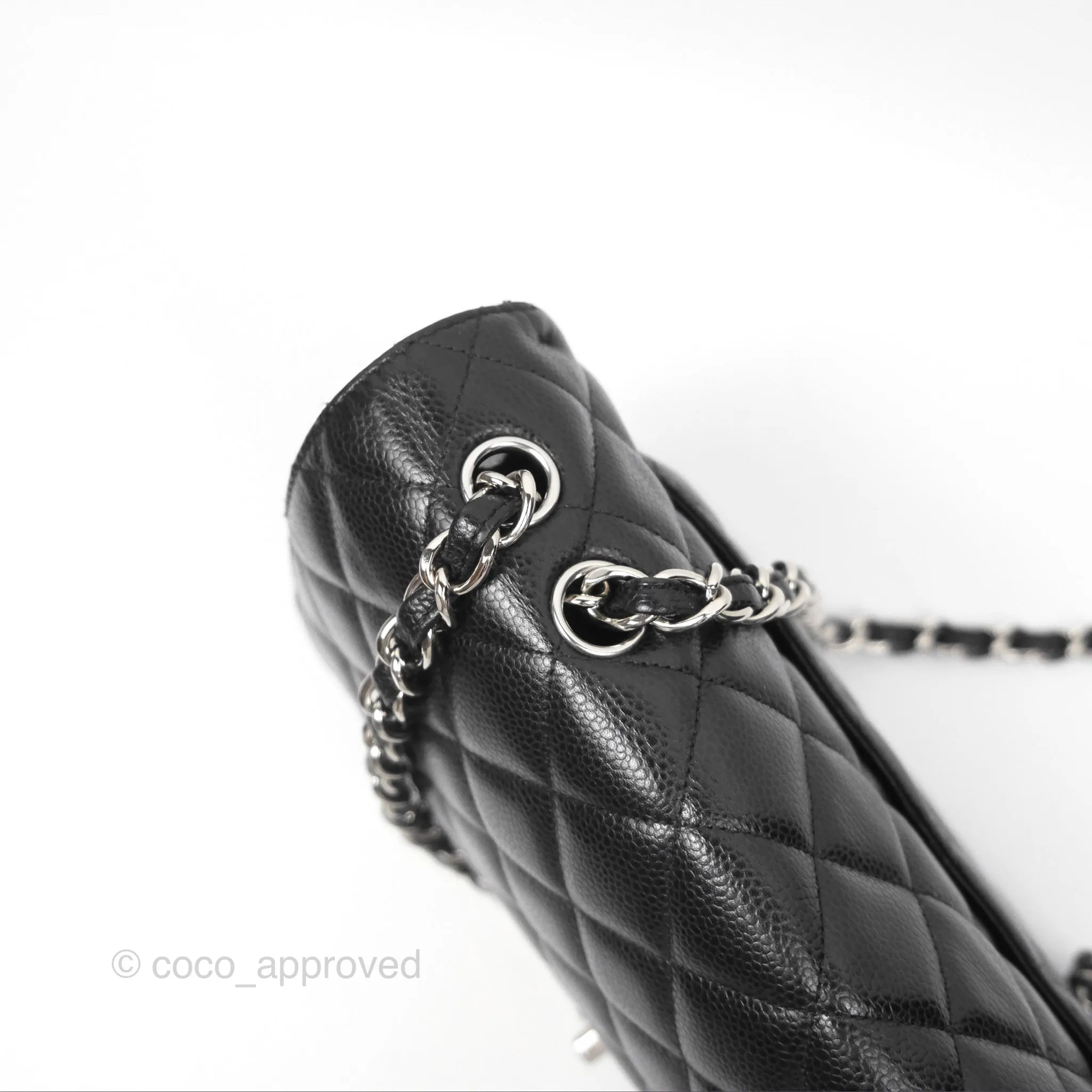 Chanel Jumbo Single Flap Black Caviar Silver Hardware⁣⁣