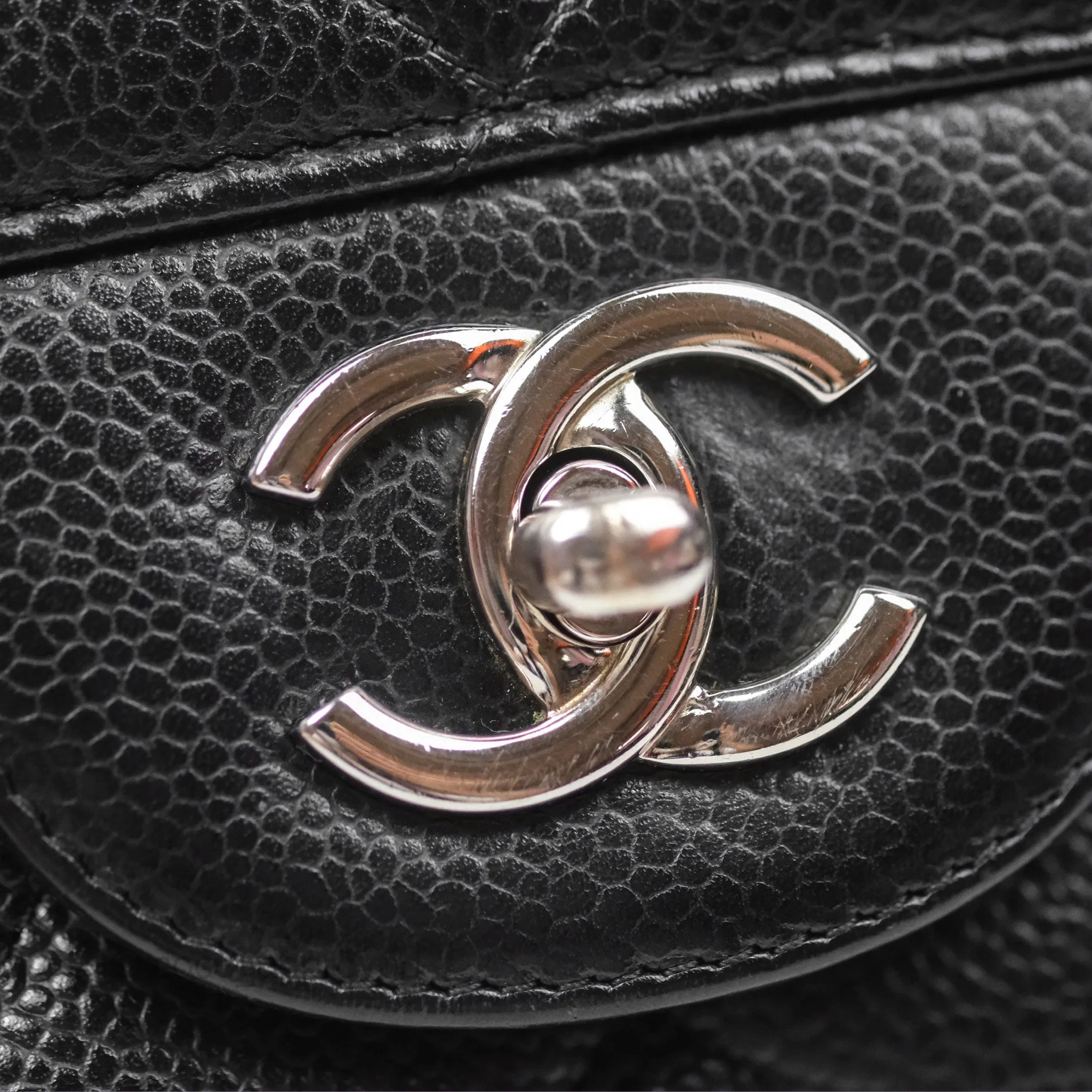 Chanel Jumbo Single Flap Black Caviar Silver Hardware⁣⁣
