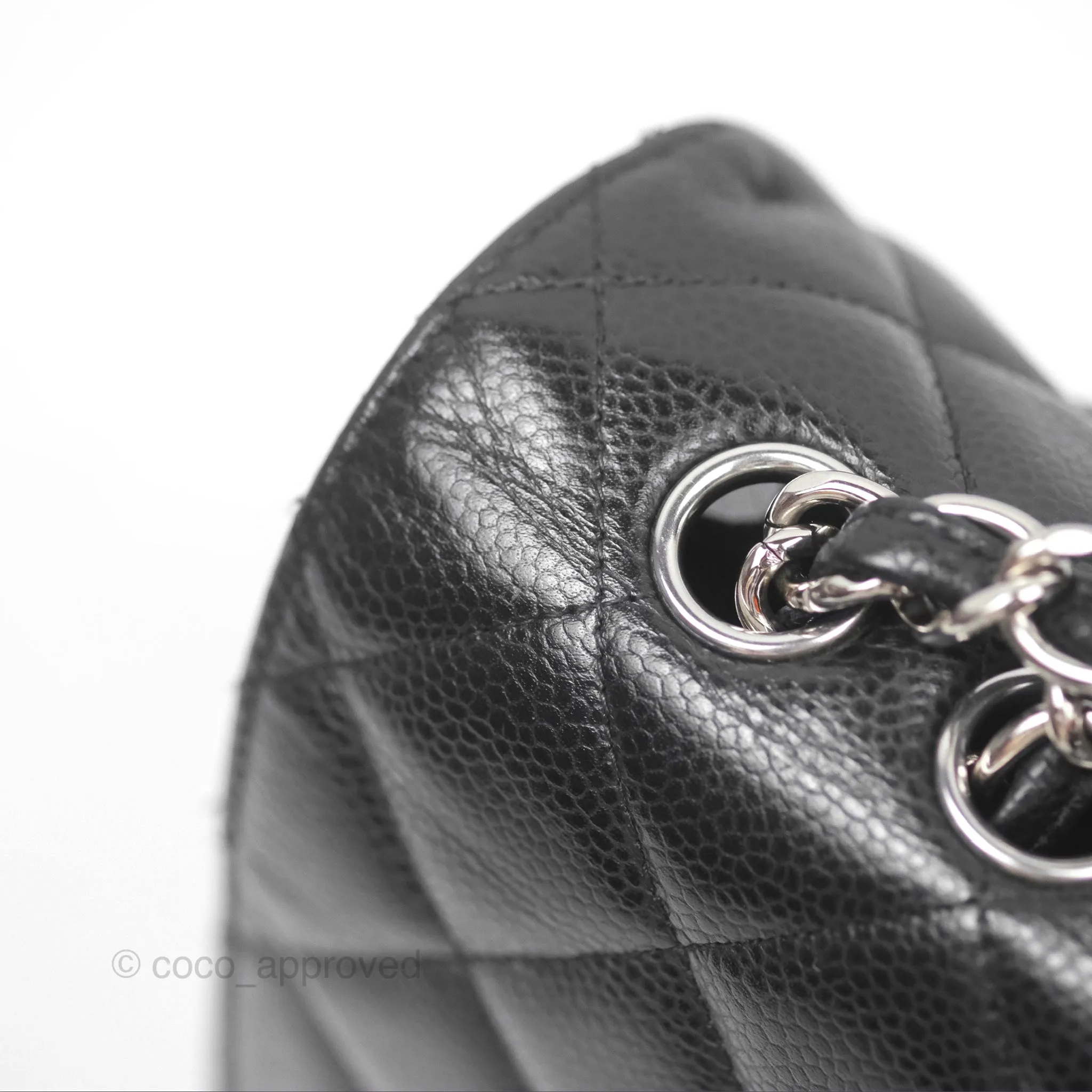 Chanel Jumbo Single Flap Black Caviar Silver Hardware⁣⁣