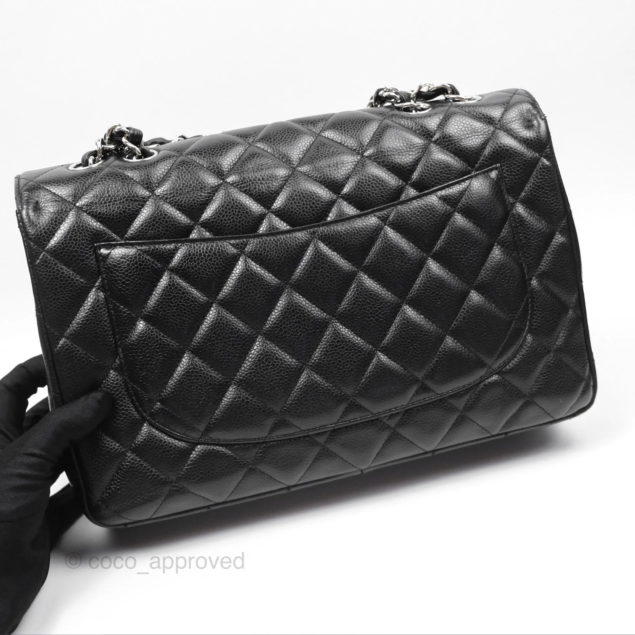 Chanel Jumbo Single Flap Black Caviar Silver Hardware⁣⁣