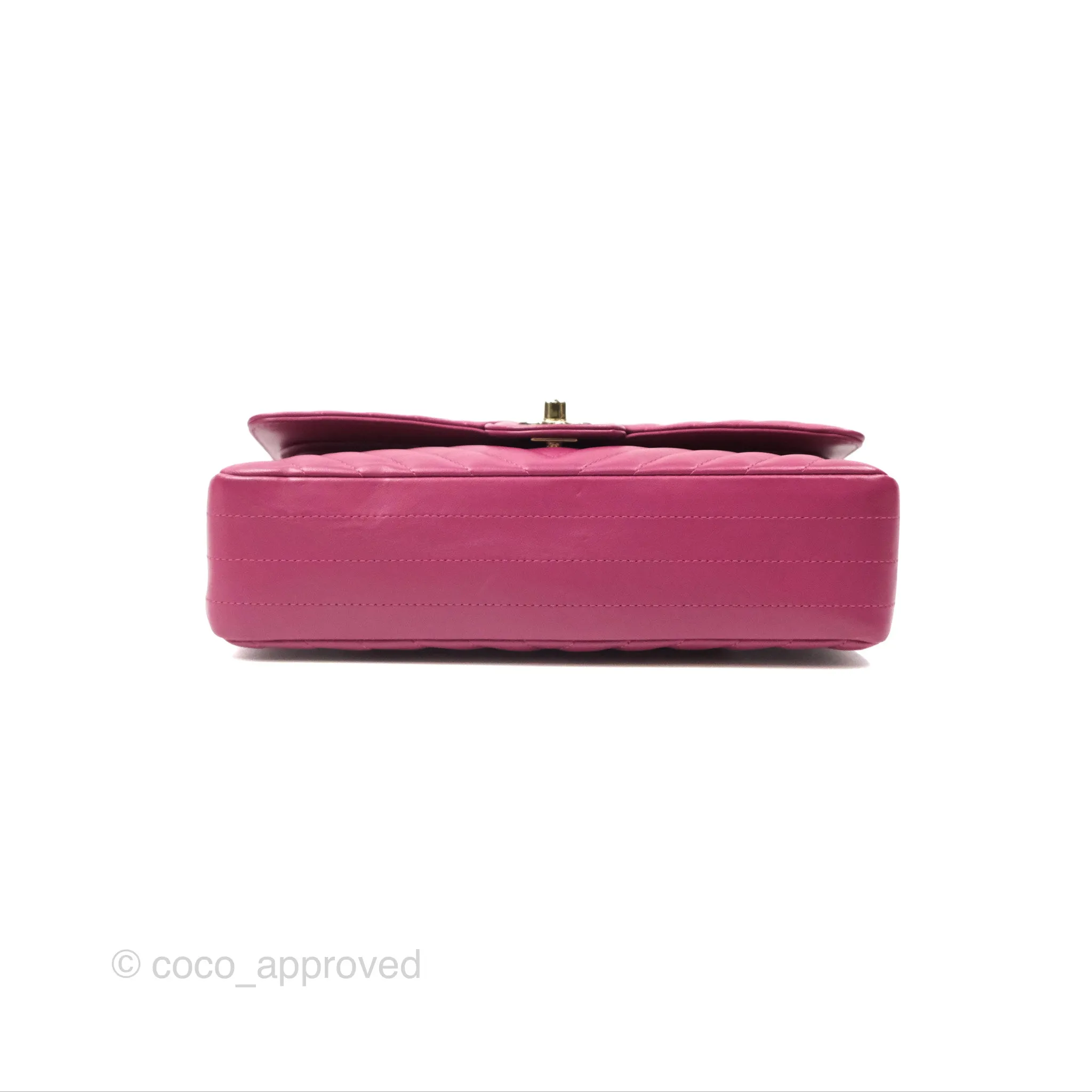 Chanel Medium Classic Flap Chevron Dark Plum Pink Lambskin Gold Hardware