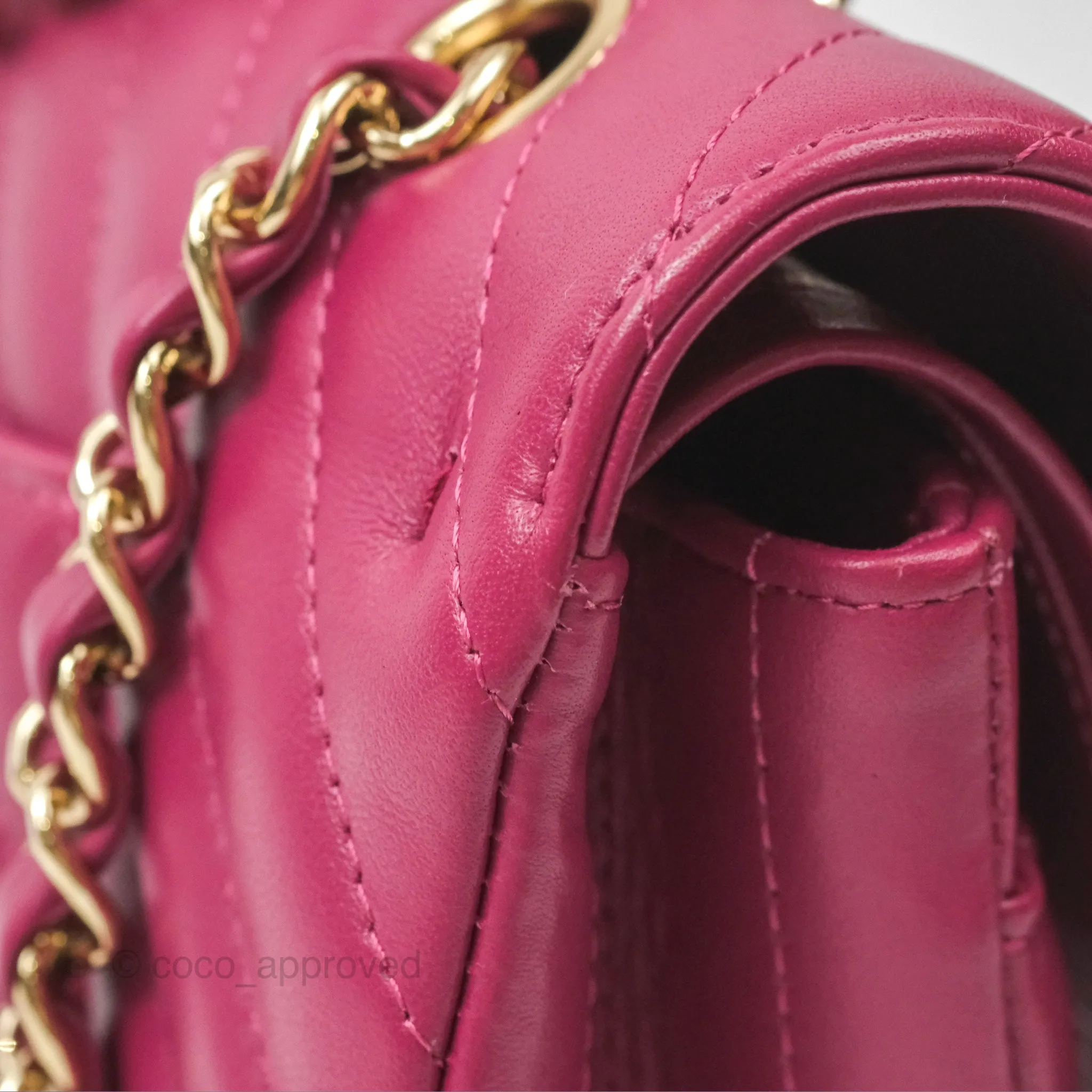 Chanel Medium Classic Flap Chevron Dark Plum Pink Lambskin Gold Hardware