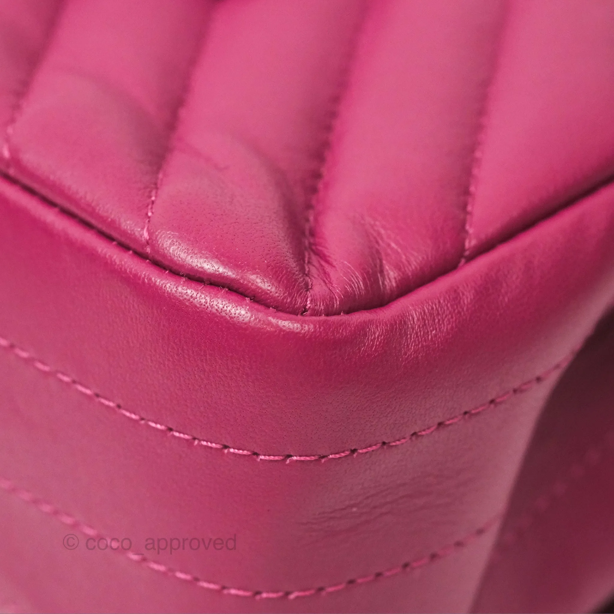 Chanel Medium Classic Flap Chevron Dark Plum Pink Lambskin Gold Hardware