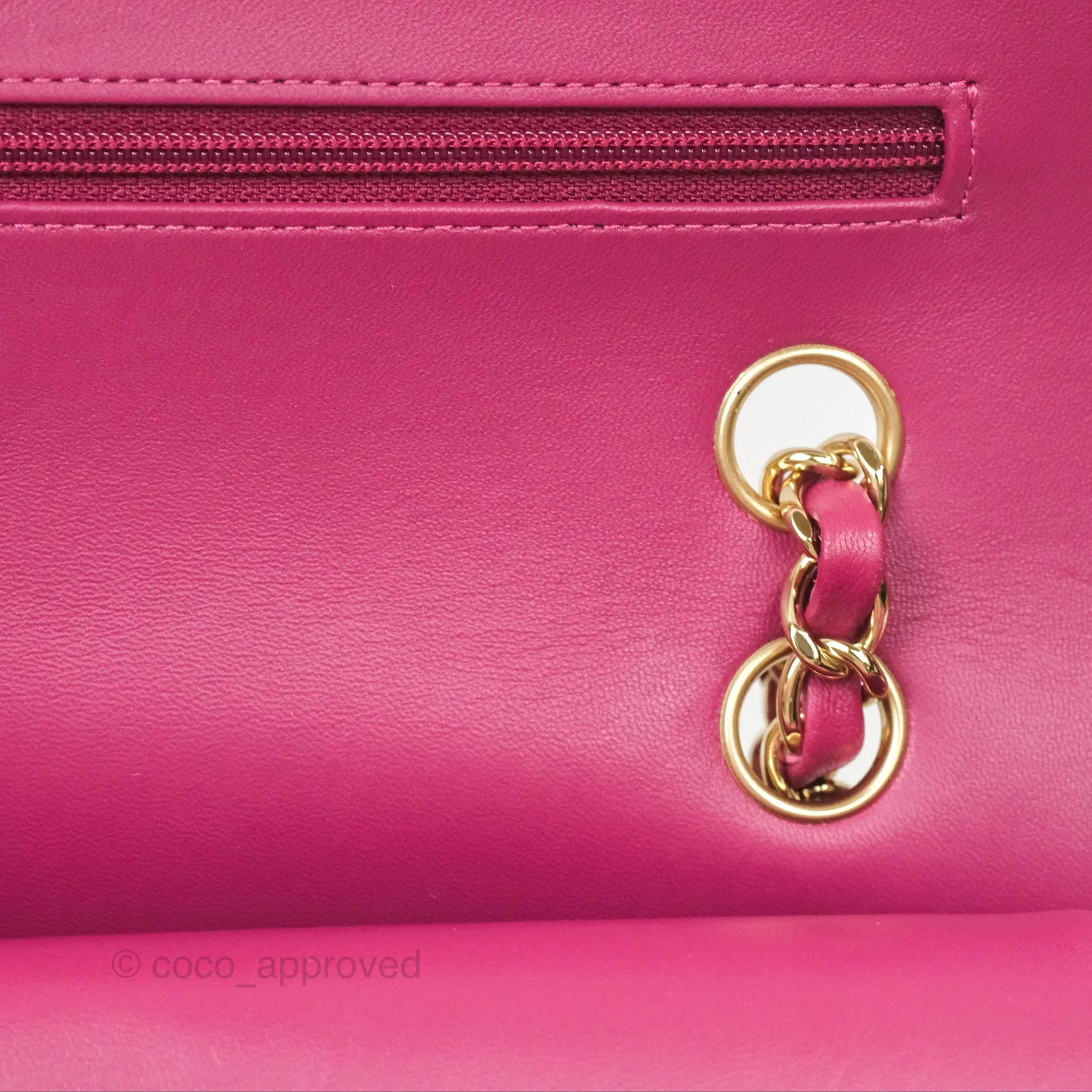 Chanel Medium Classic Flap Chevron Dark Plum Pink Lambskin Gold Hardware