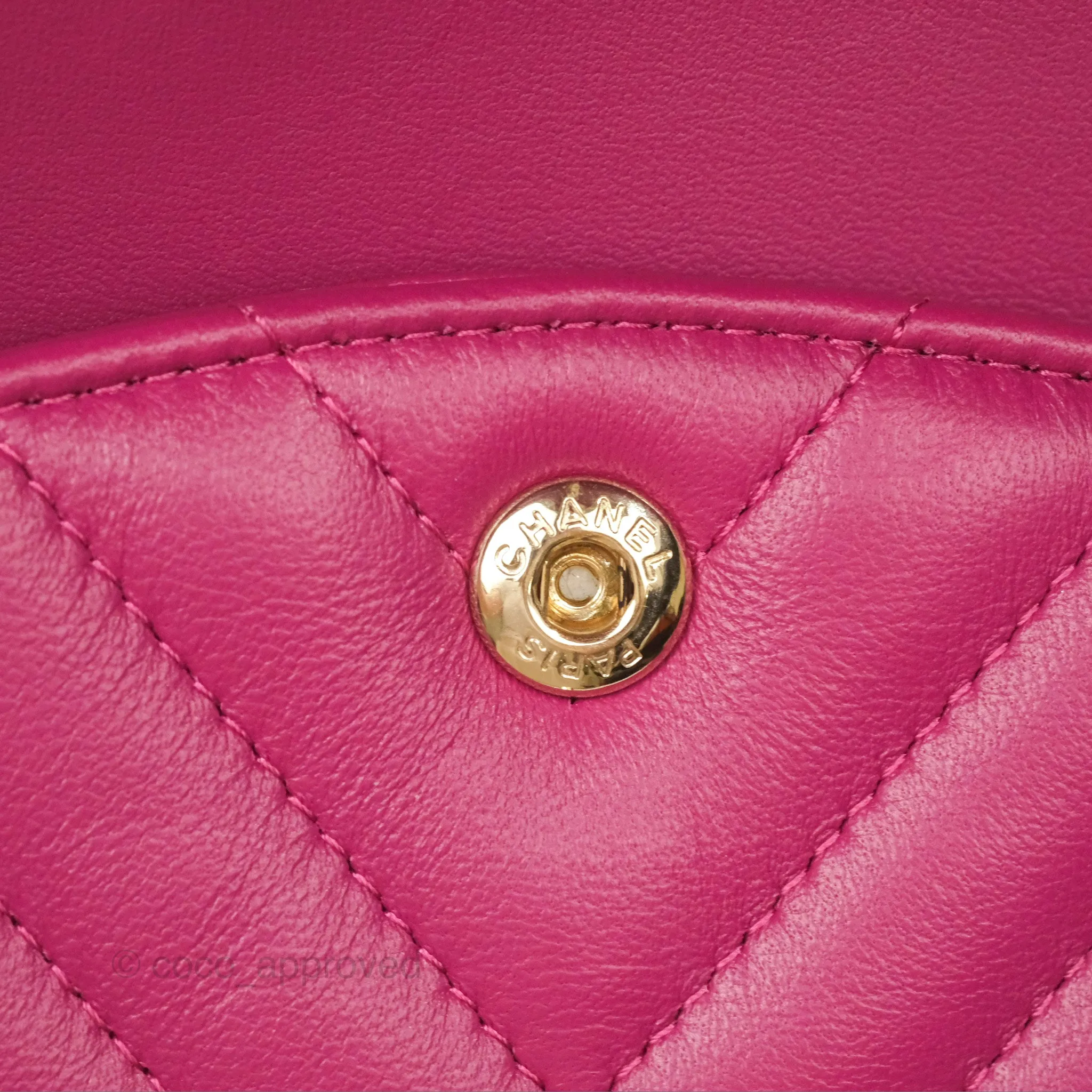 Chanel Medium Classic Flap Chevron Dark Plum Pink Lambskin Gold Hardware