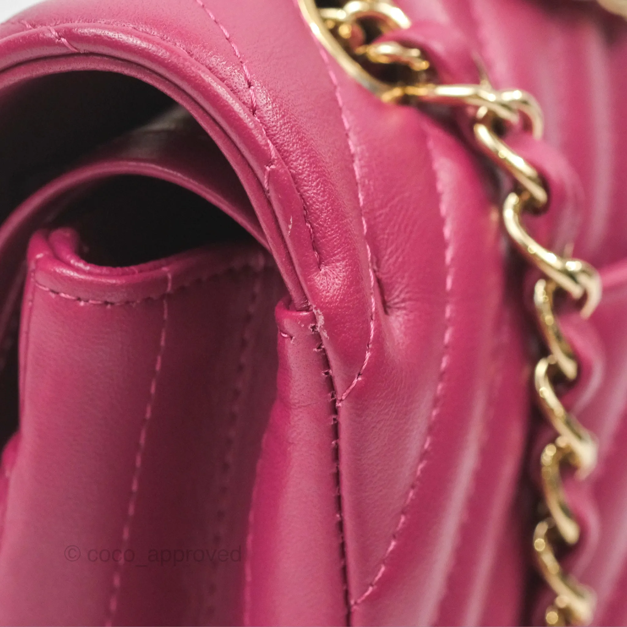 Chanel Medium Classic Flap Chevron Dark Plum Pink Lambskin Gold Hardware