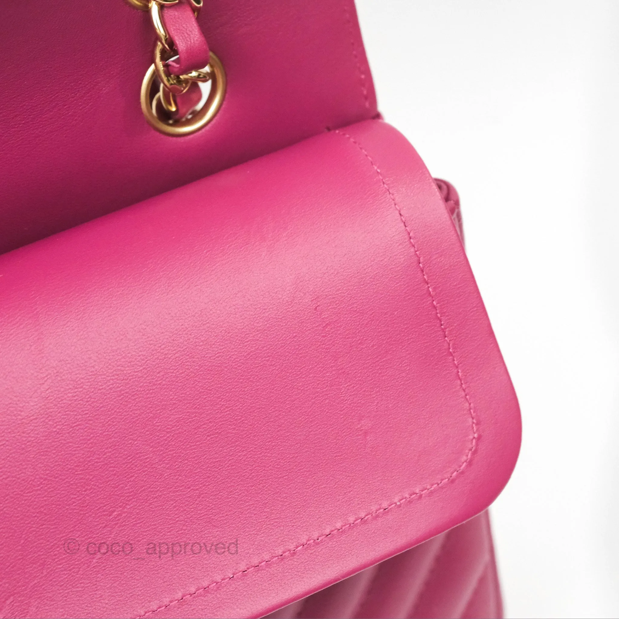 Chanel Medium Classic Flap Chevron Dark Plum Pink Lambskin Gold Hardware