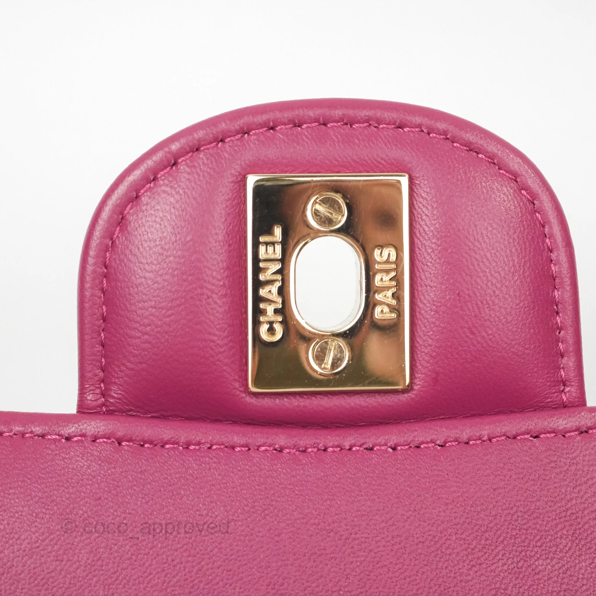 Chanel Medium Classic Flap Chevron Dark Plum Pink Lambskin Gold Hardware