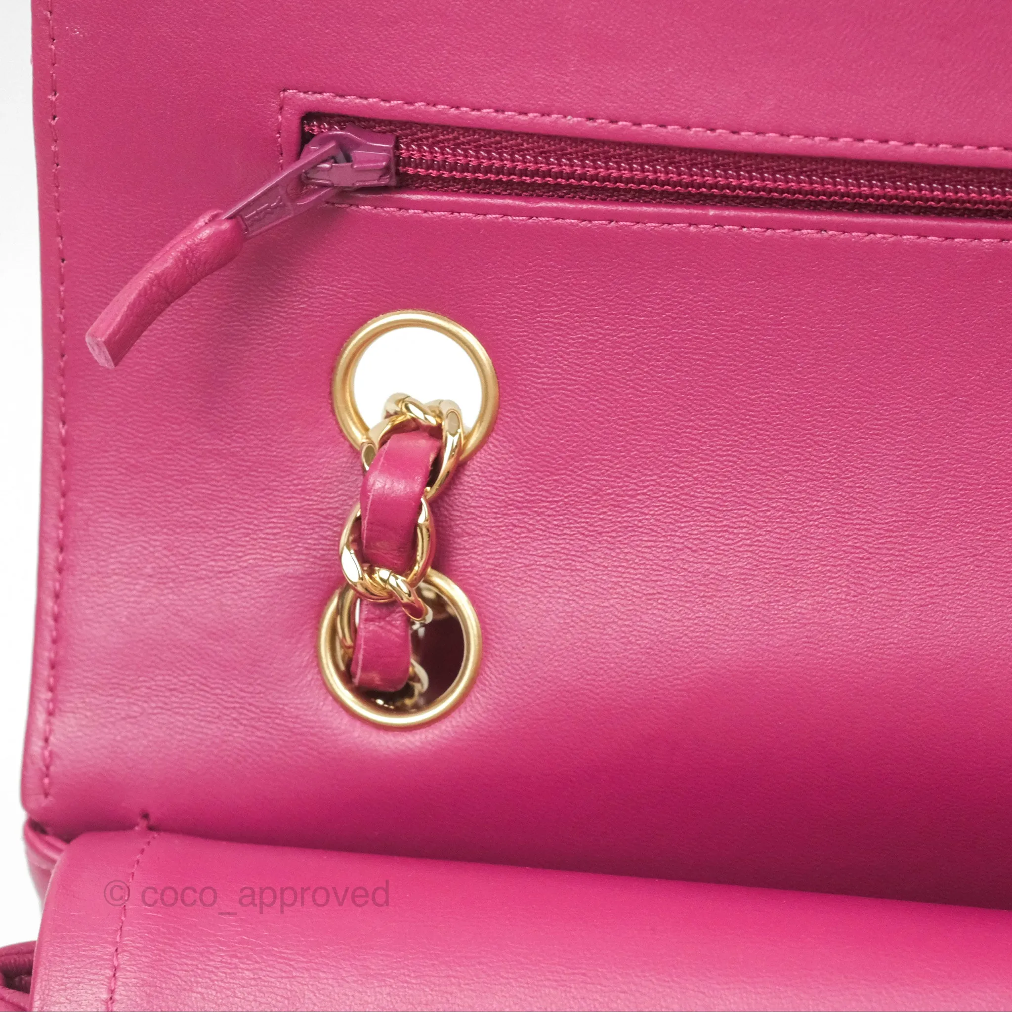 Chanel Medium Classic Flap Chevron Dark Plum Pink Lambskin Gold Hardware