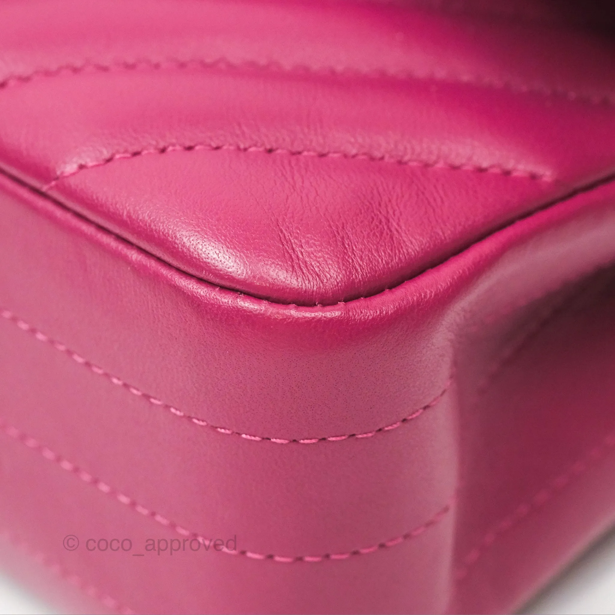 Chanel Medium Classic Flap Chevron Dark Plum Pink Lambskin Gold Hardware