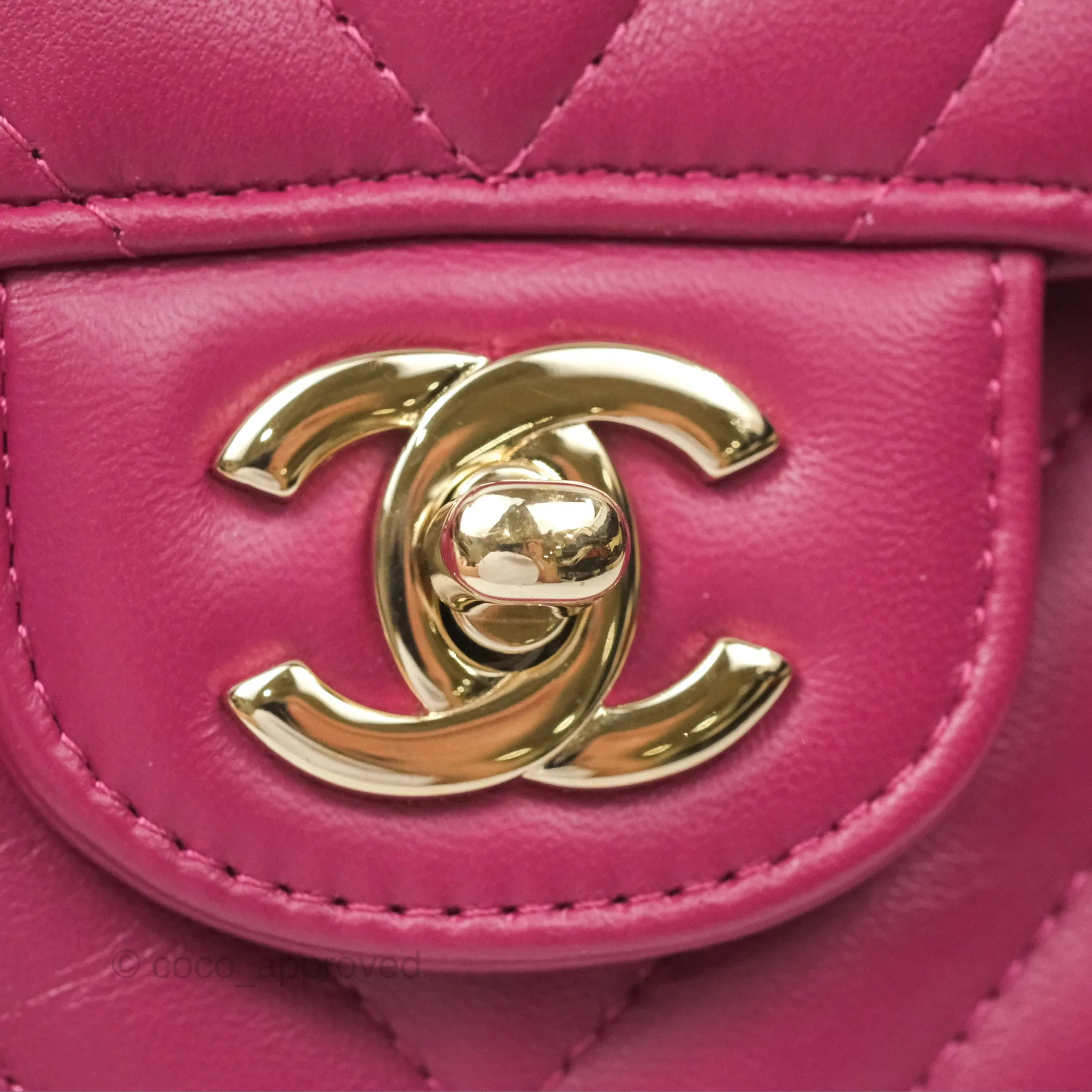 Chanel Medium Classic Flap Chevron Dark Plum Pink Lambskin Gold Hardware