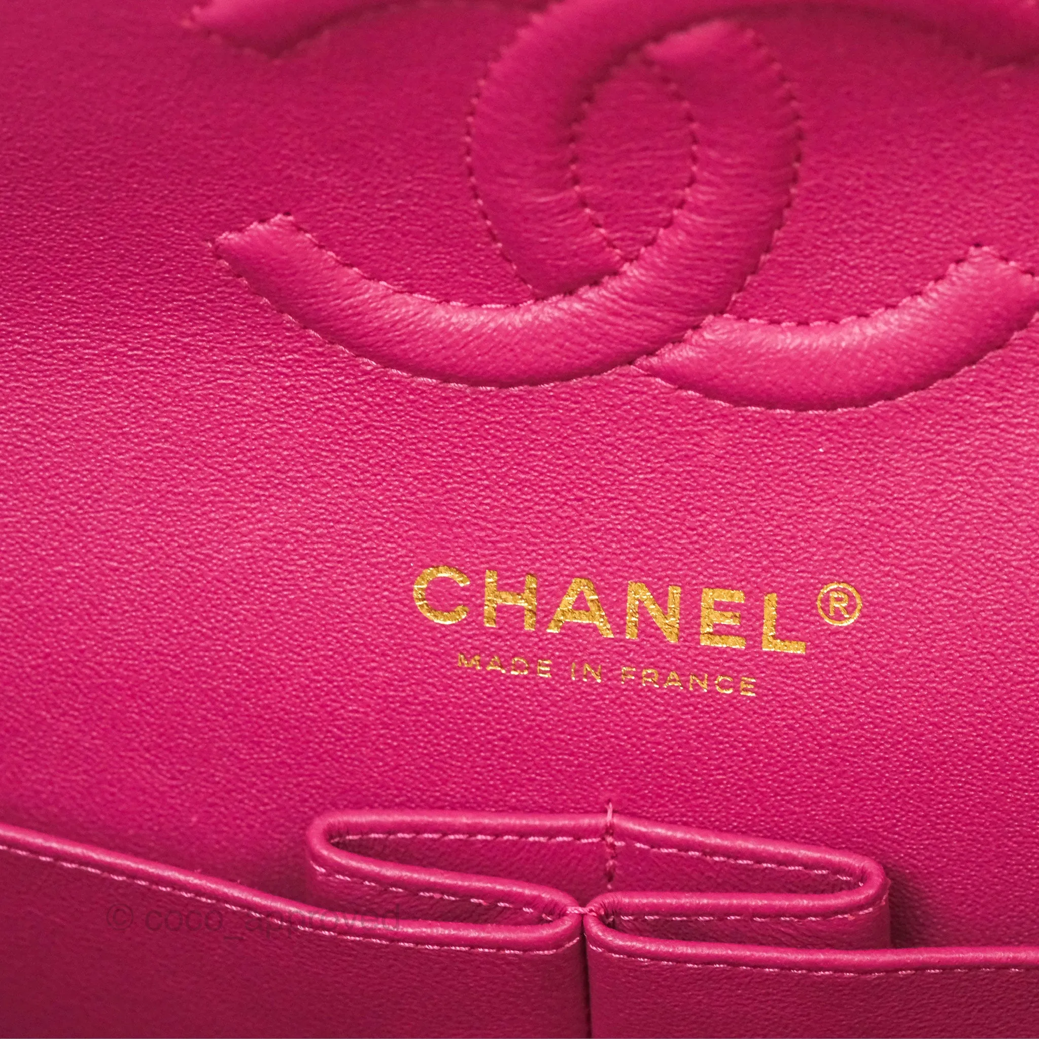 Chanel Medium Classic Flap Chevron Dark Plum Pink Lambskin Gold Hardware