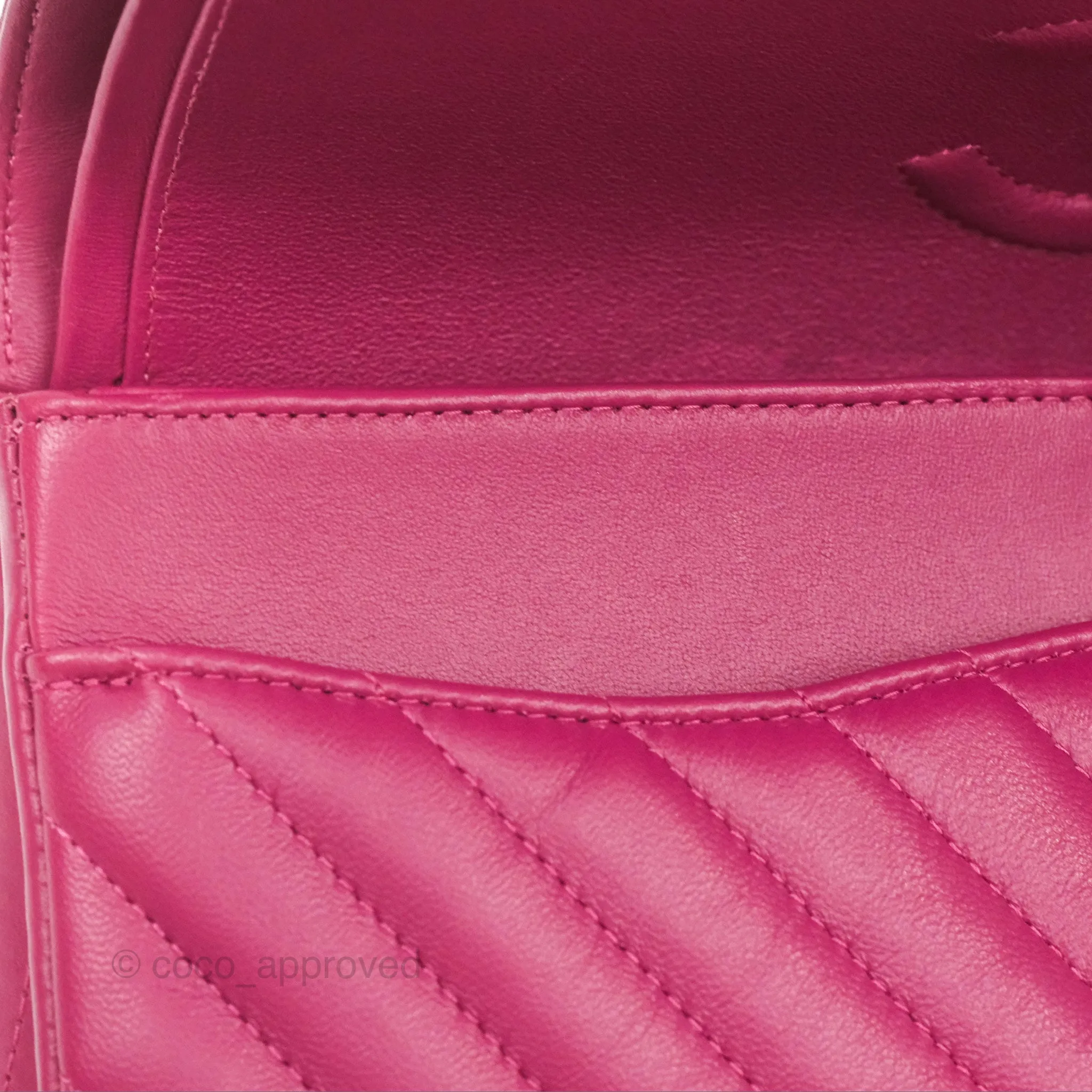 Chanel Medium Classic Flap Chevron Dark Plum Pink Lambskin Gold Hardware