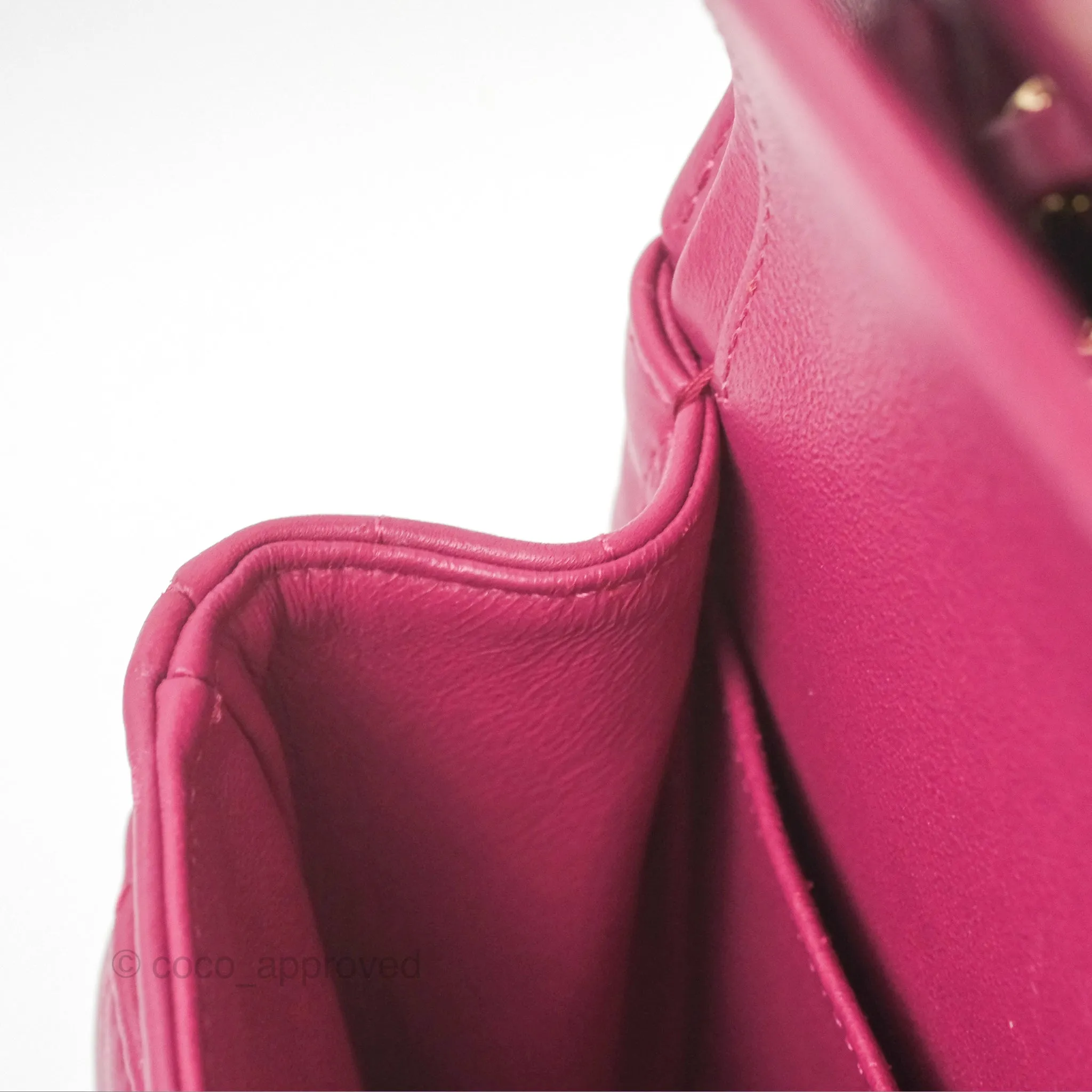 Chanel Medium Classic Flap Chevron Dark Plum Pink Lambskin Gold Hardware