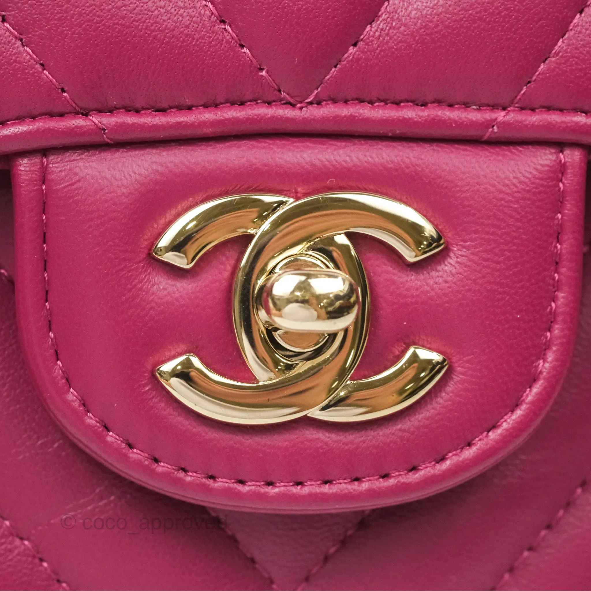 Chanel Medium Classic Flap Chevron Dark Plum Pink Lambskin Gold Hardware