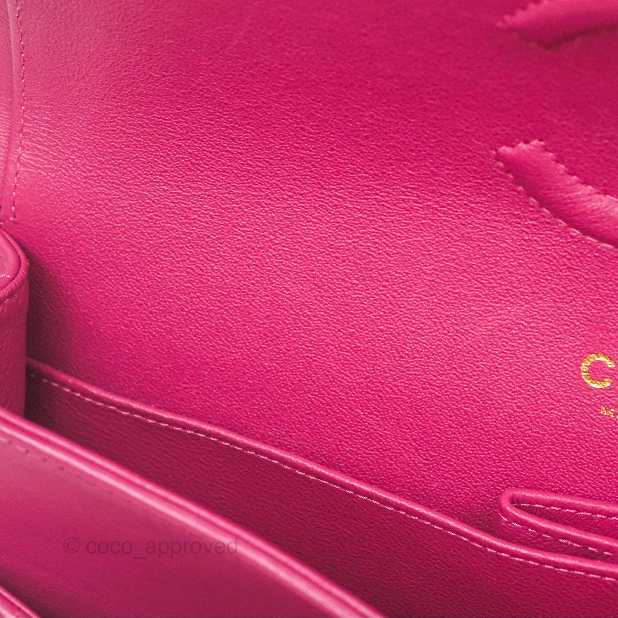 Chanel Medium Classic Flap Chevron Dark Plum Pink Lambskin Gold Hardware