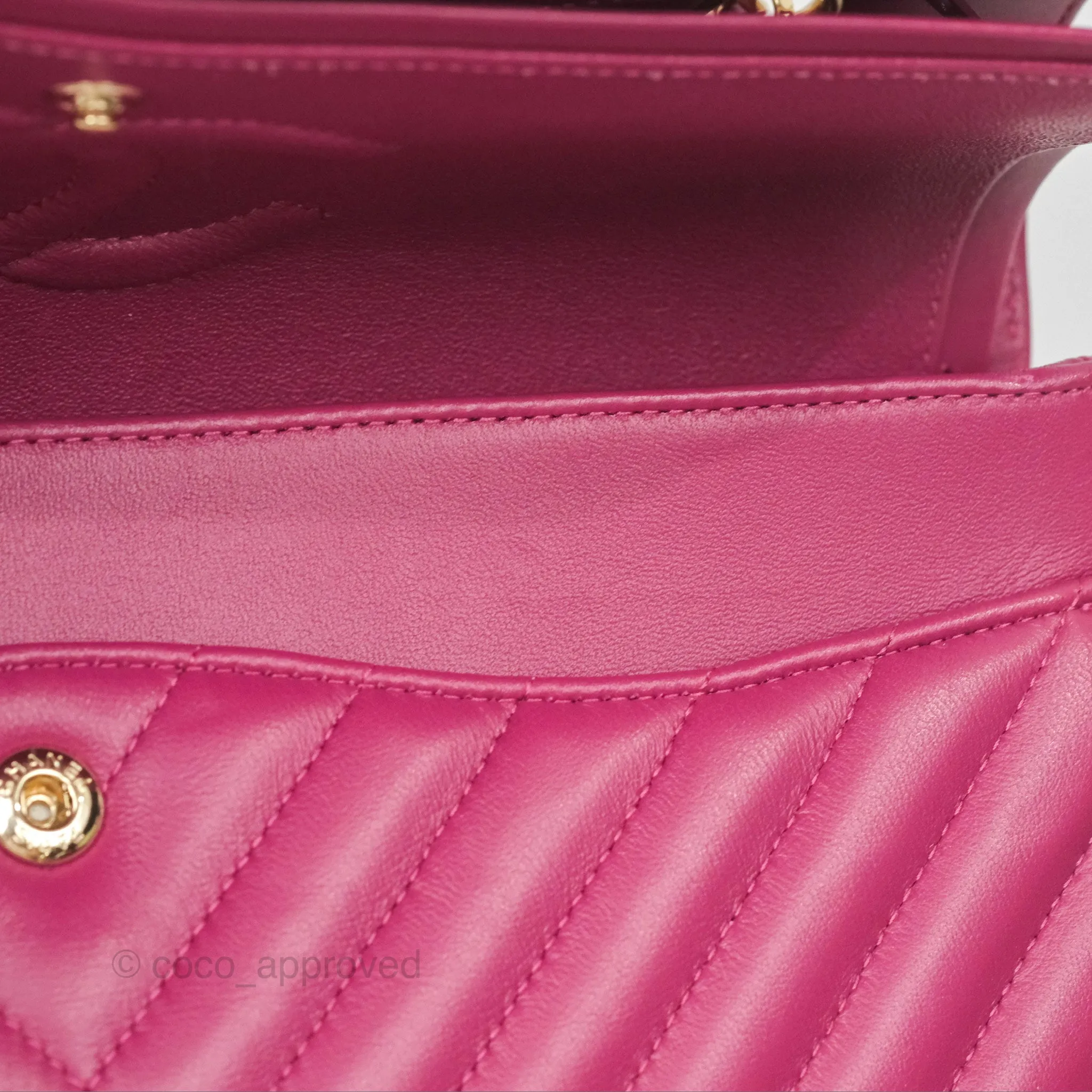 Chanel Medium Classic Flap Chevron Dark Plum Pink Lambskin Gold Hardware