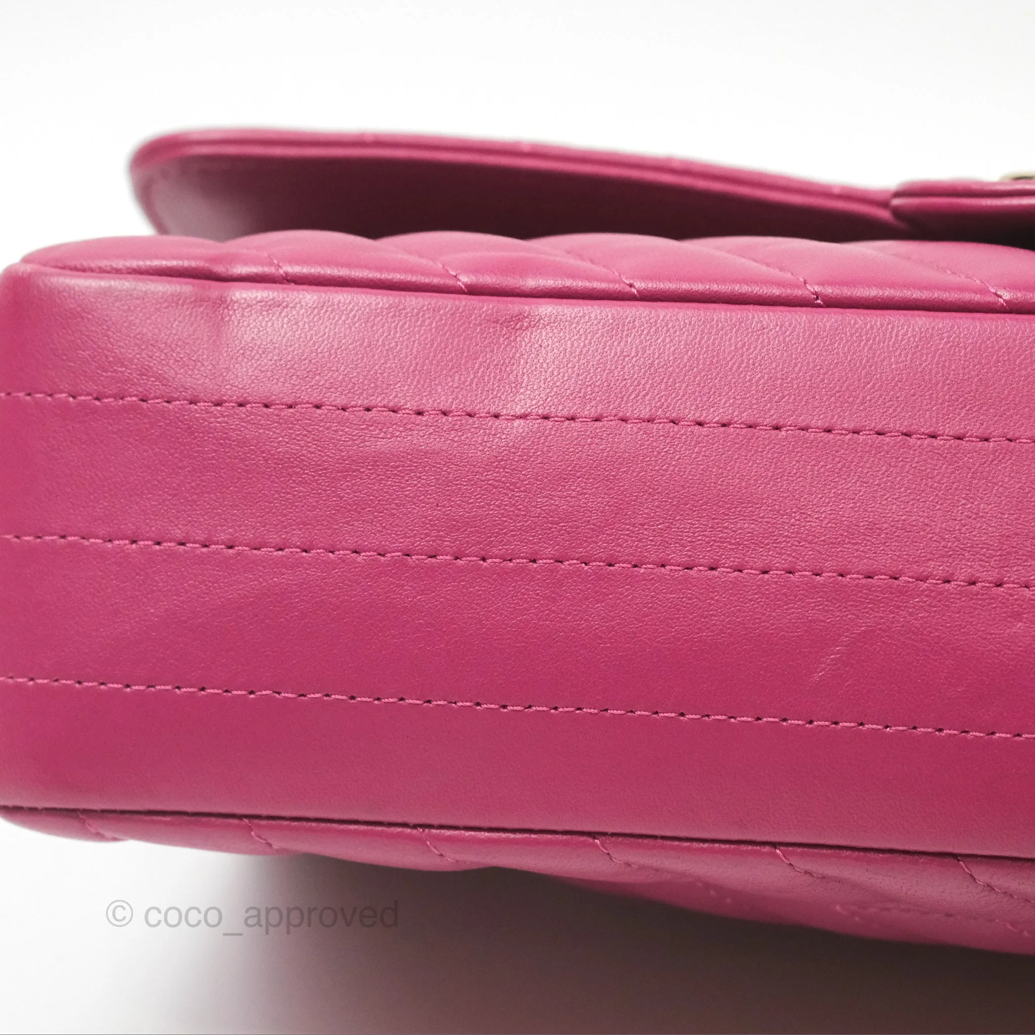 Chanel Medium Classic Flap Chevron Dark Plum Pink Lambskin Gold Hardware
