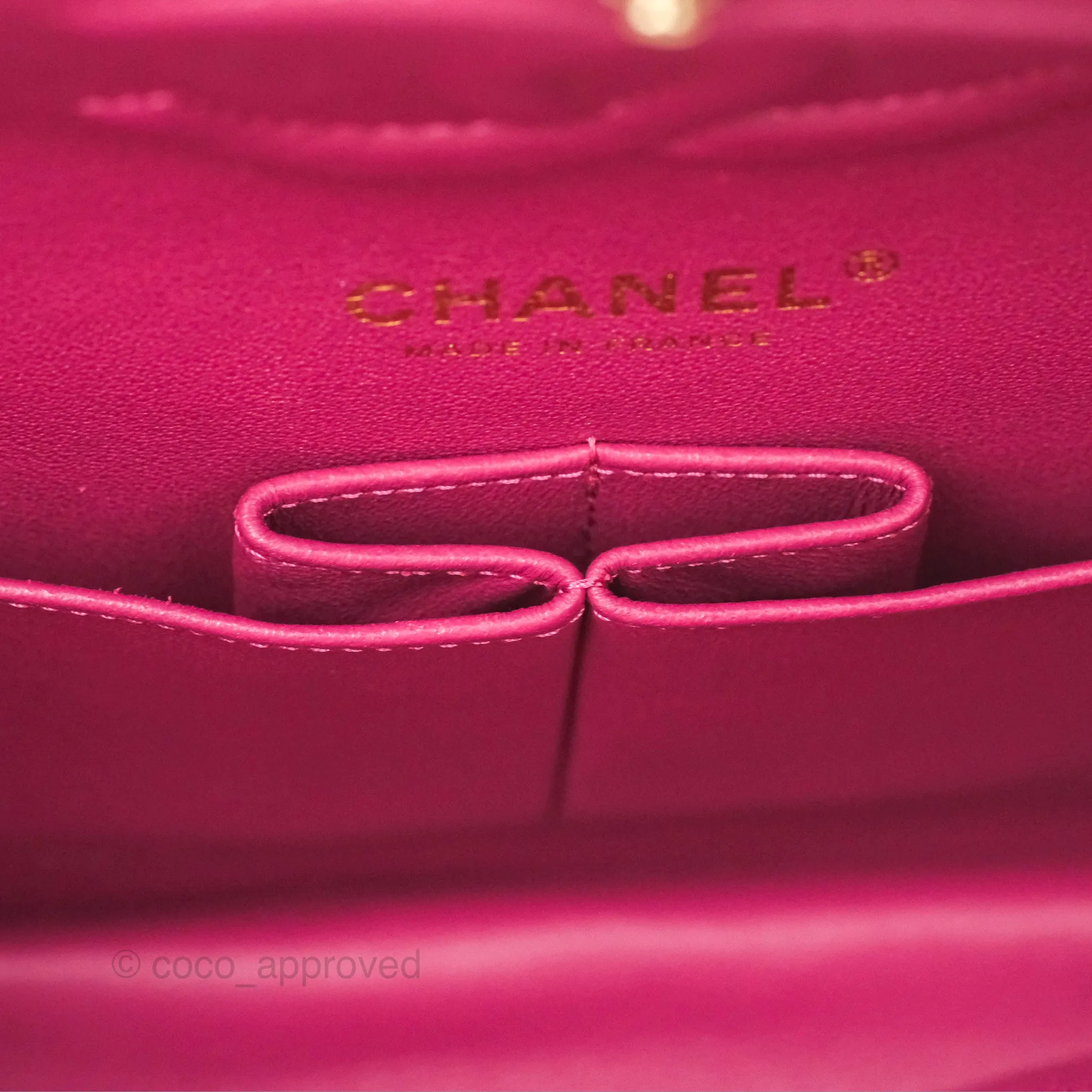 Chanel Medium Classic Flap Chevron Dark Plum Pink Lambskin Gold Hardware
