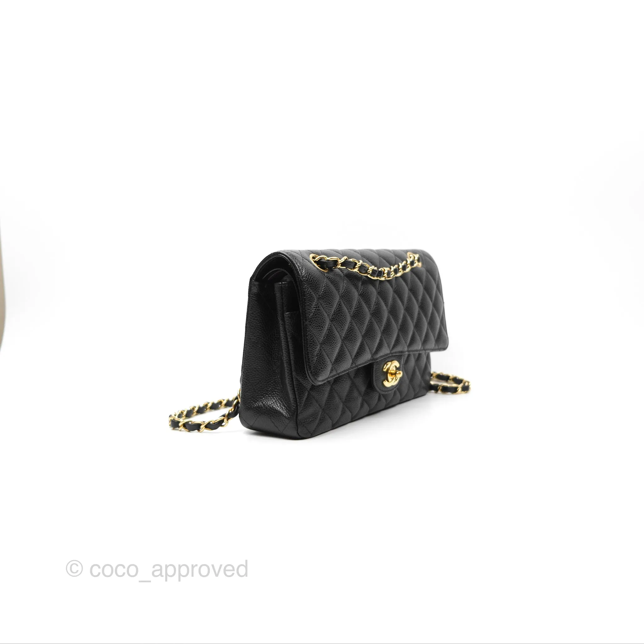 Chanel Medium Classic Flap Quilted Black Caviar Gold Hardware