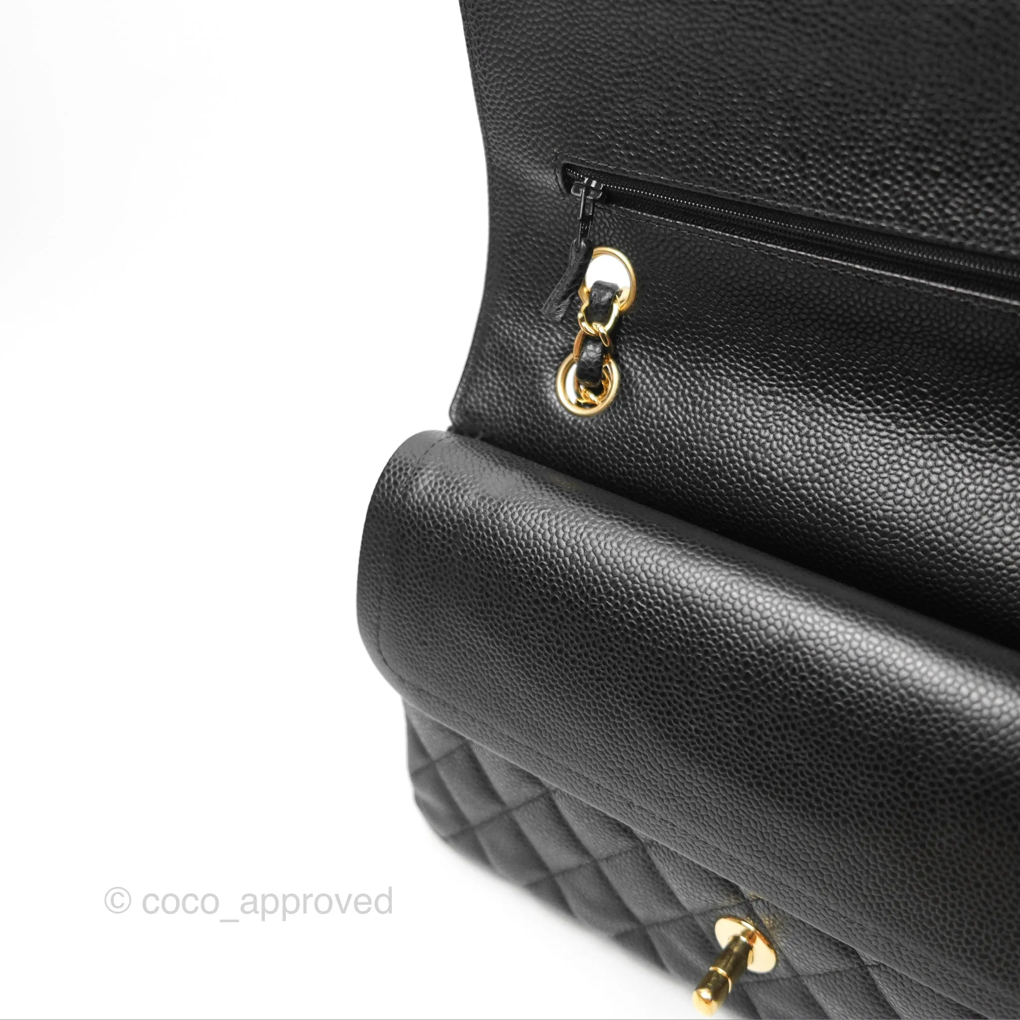Chanel Medium Classic Flap Quilted Black Caviar Gold Hardware