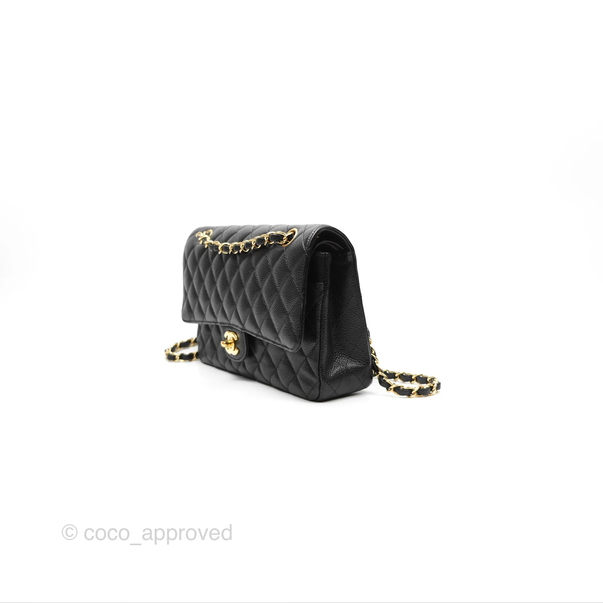 Chanel Medium Classic Flap Quilted Black Caviar Gold Hardware