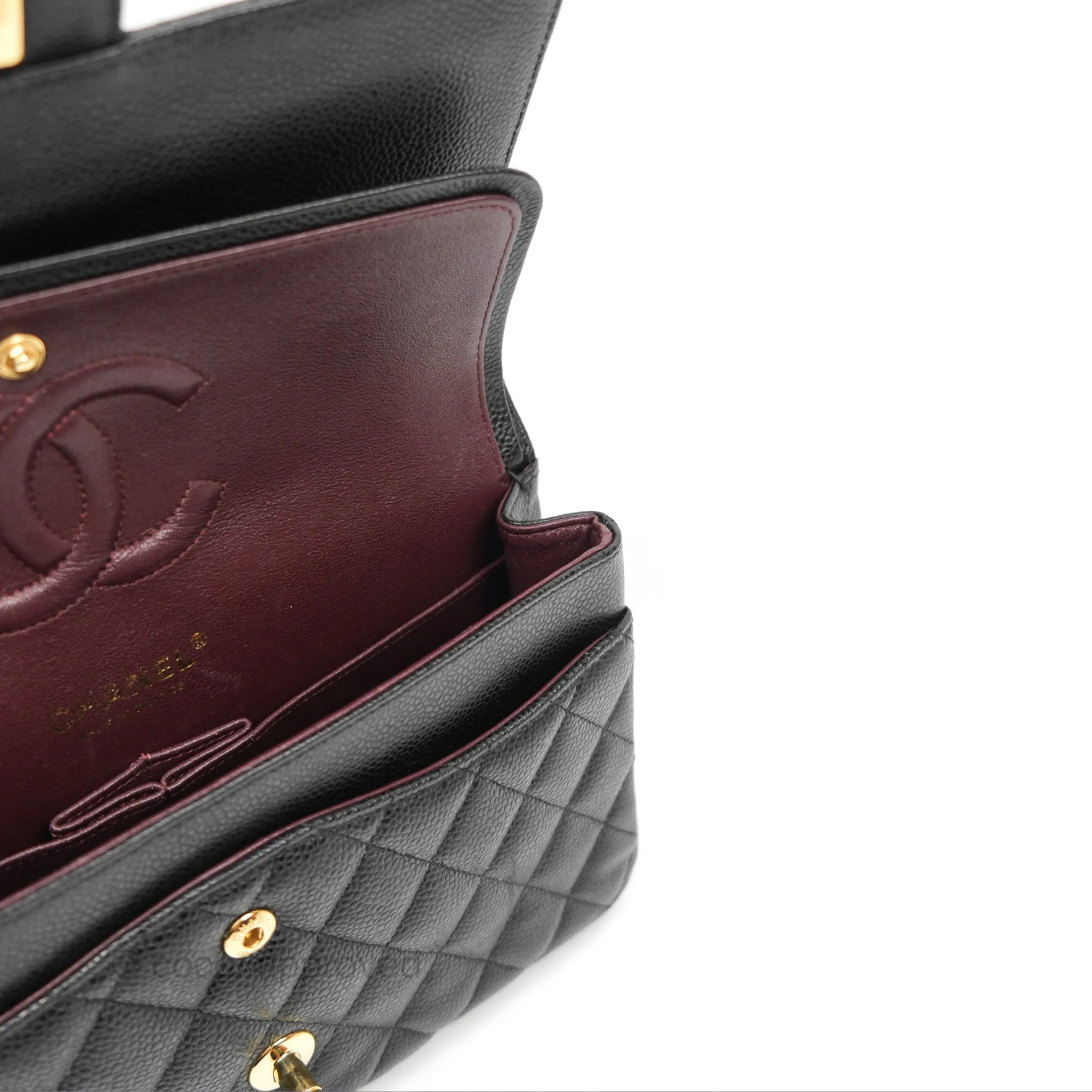 Chanel Medium Classic Flap Quilted Black Caviar Gold Hardware