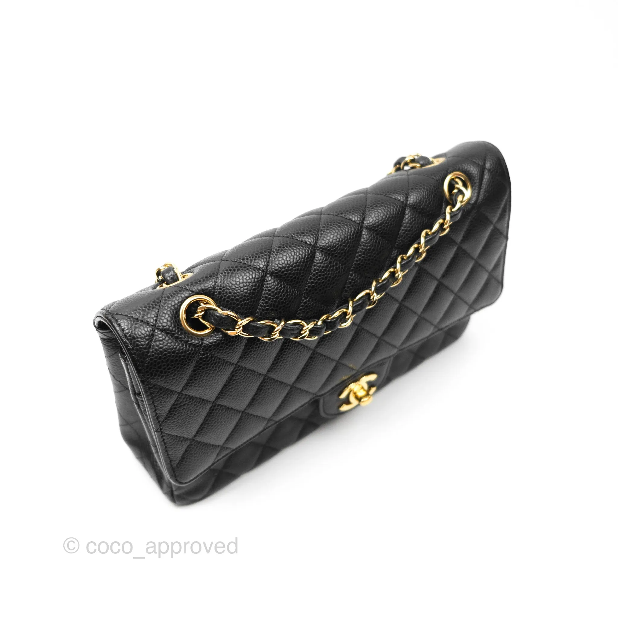 Chanel Medium Classic Flap Quilted Black Caviar Gold Hardware