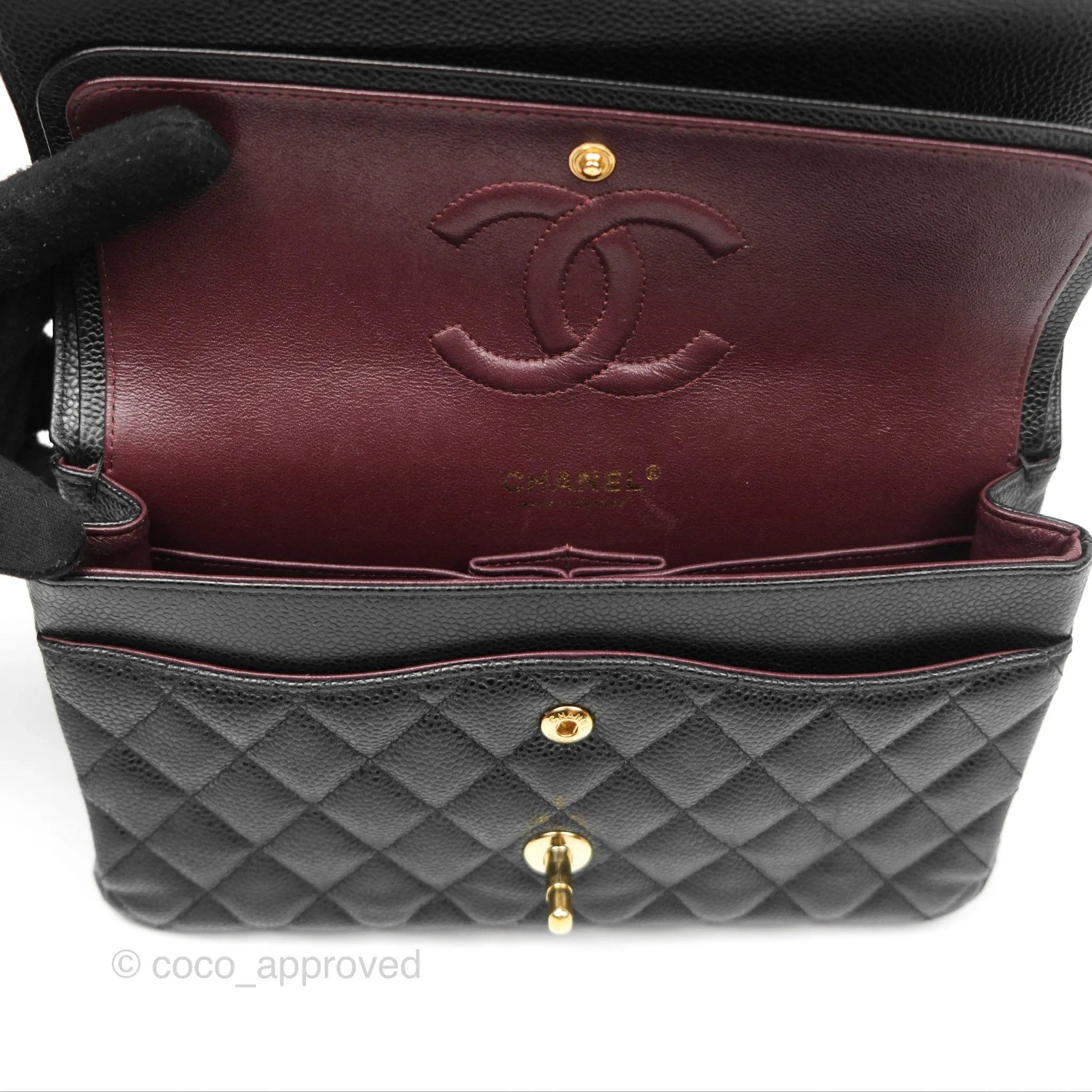 Chanel Medium Classic Flap Quilted Black Caviar Gold Hardware