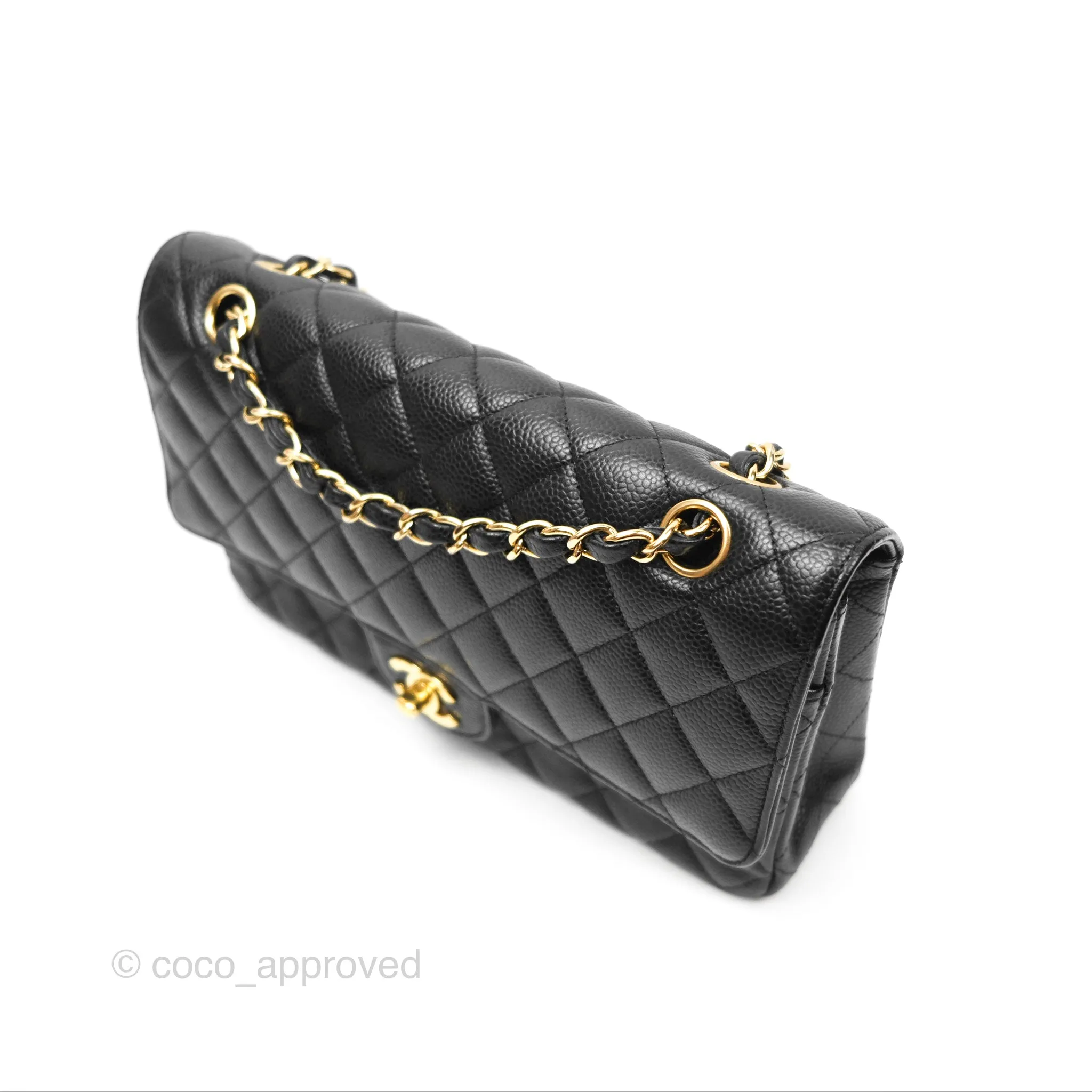 Chanel Medium Classic Flap Quilted Black Caviar Gold Hardware