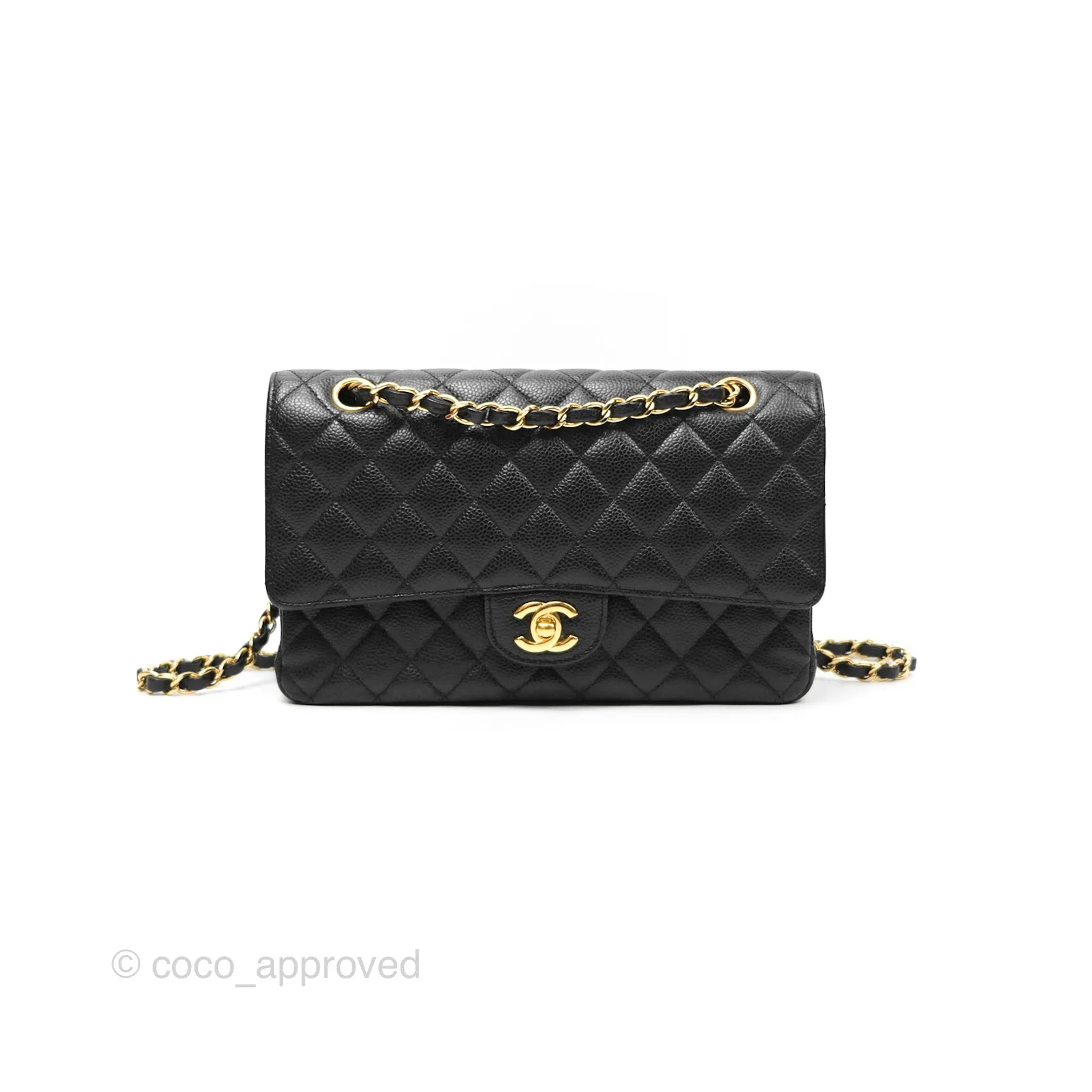 Chanel Medium Classic Flap Quilted Black Caviar Gold Hardware