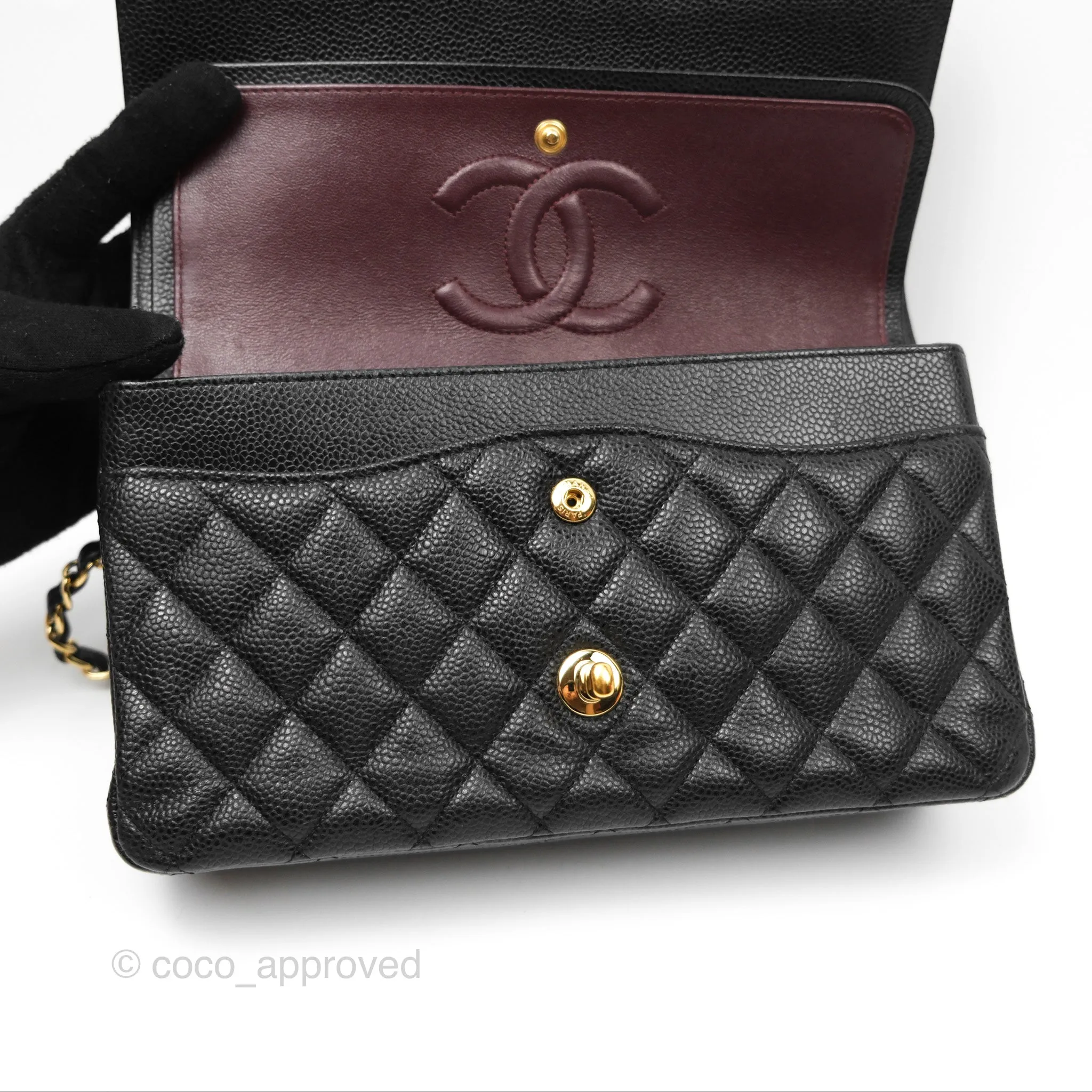 Chanel Medium Classic Flap Quilted Black Caviar Gold Hardware