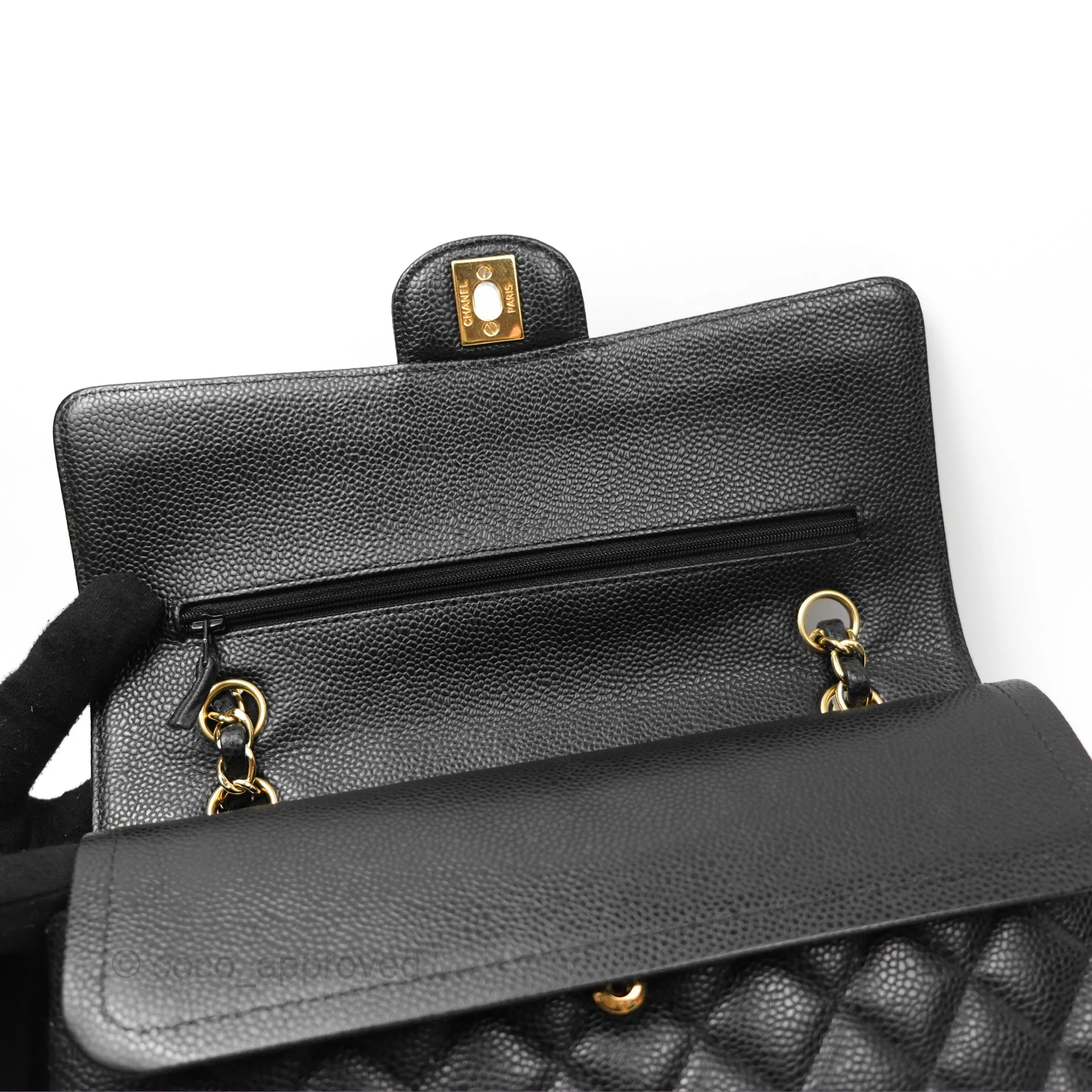 Chanel Medium Classic Flap Quilted Black Caviar Gold Hardware
