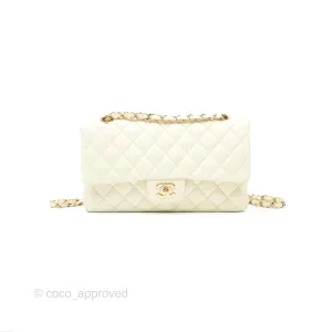 Chanel Medium Classic Flap Quilted Pale Yellow Lambskin Gold Hardware