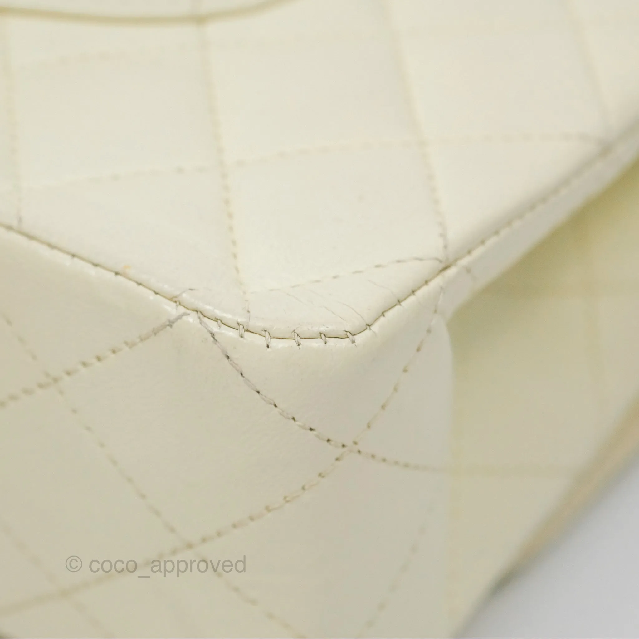 Chanel Medium Classic Flap Quilted Pale Yellow Lambskin Gold Hardware