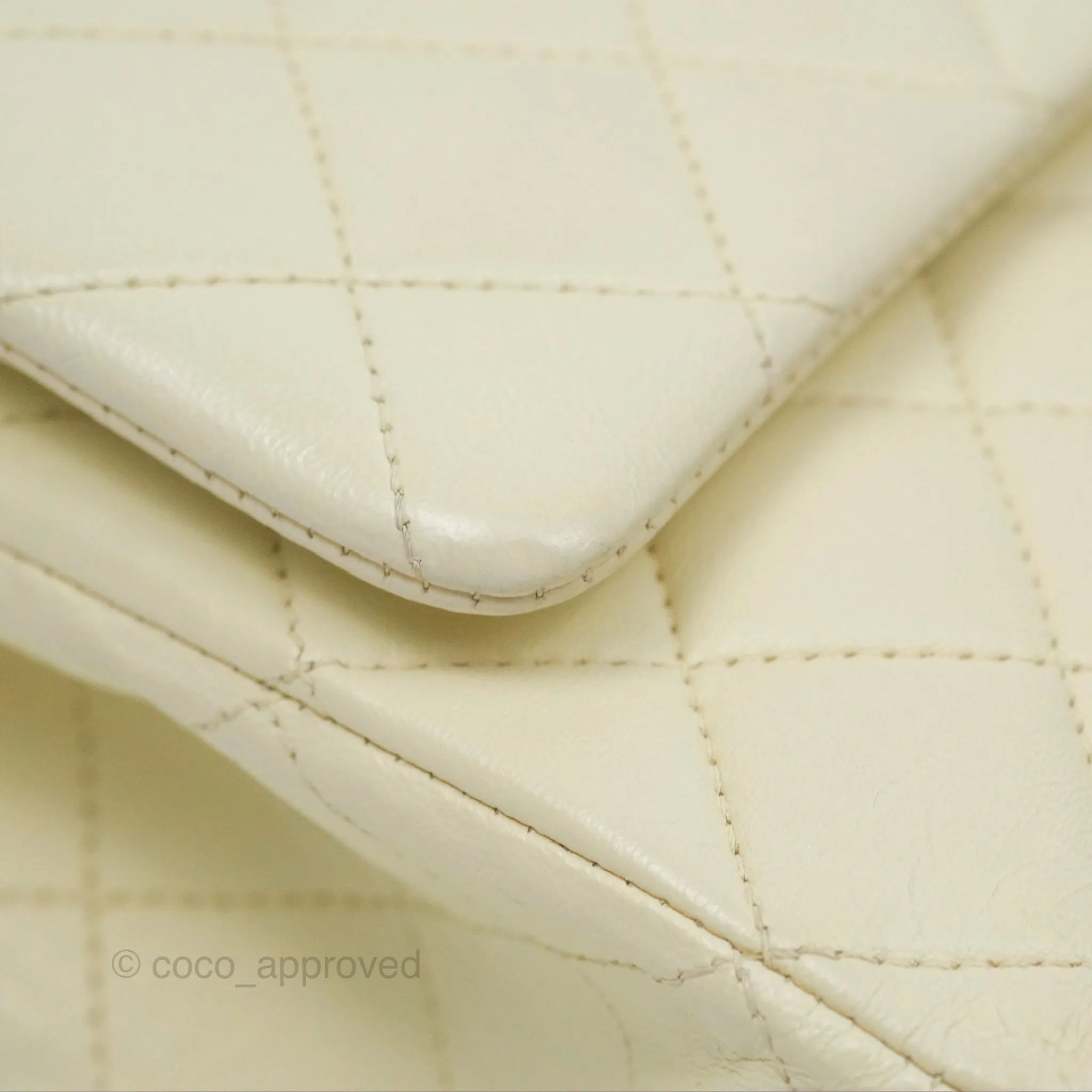 Chanel Medium Classic Flap Quilted Pale Yellow Lambskin Gold Hardware