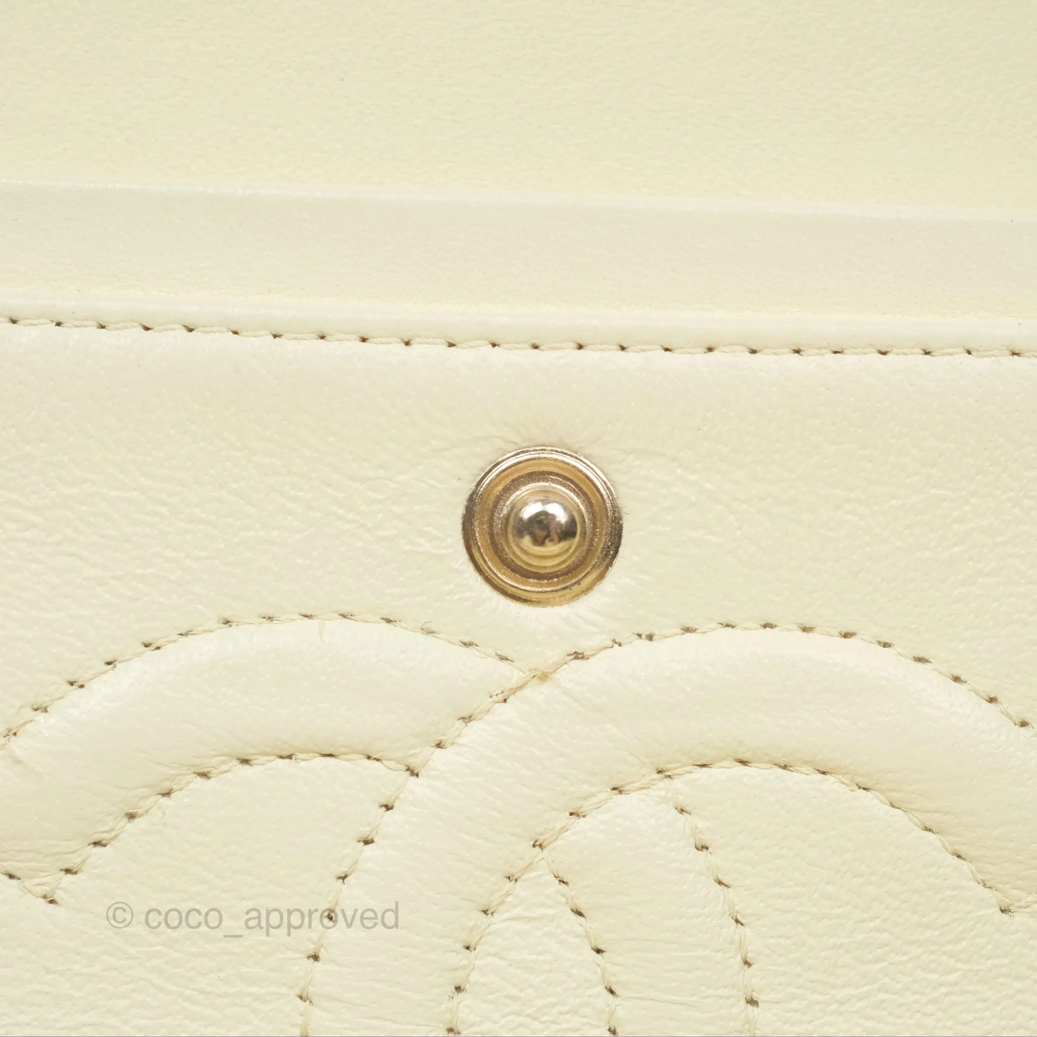Chanel Medium Classic Flap Quilted Pale Yellow Lambskin Gold Hardware
