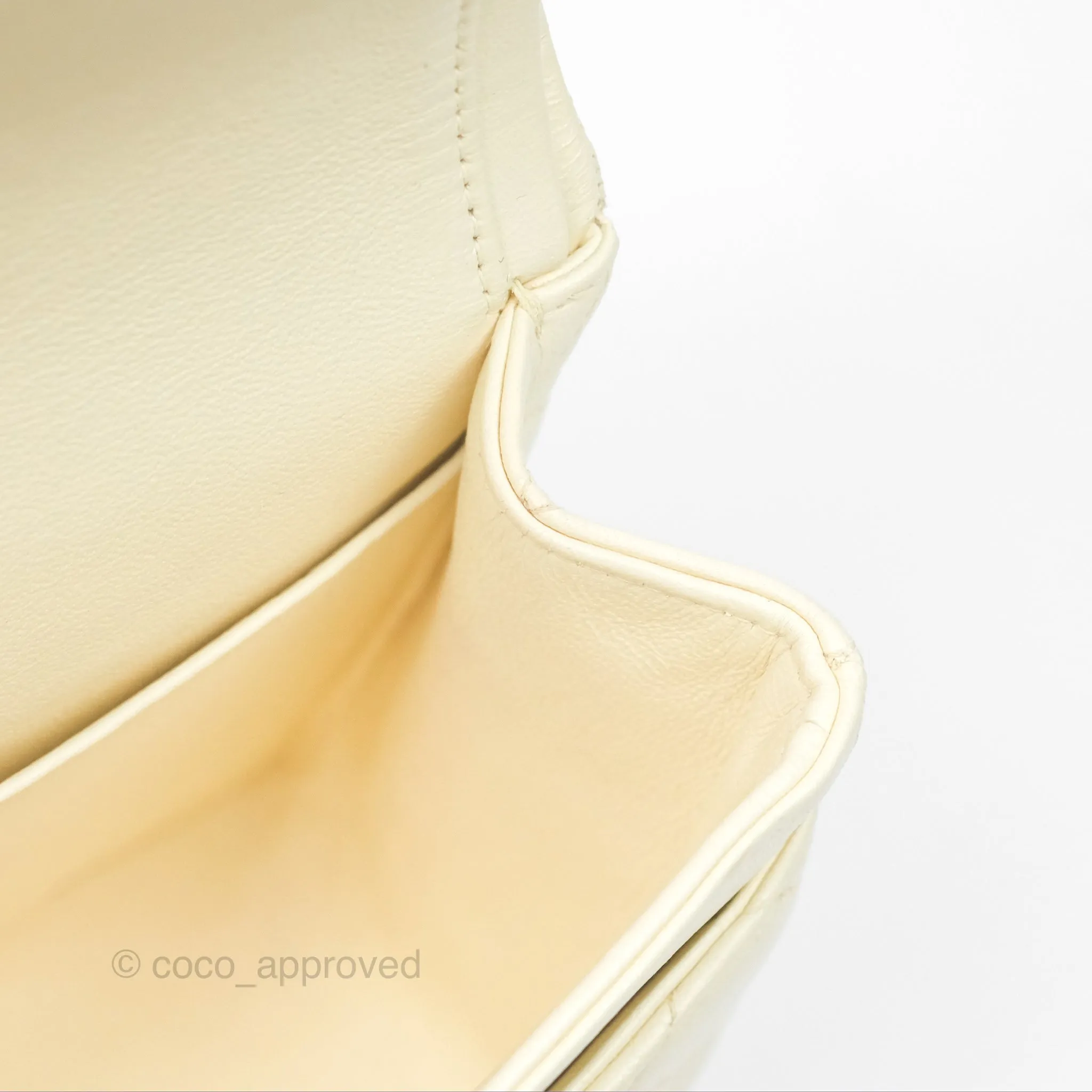 Chanel Medium Classic Flap Quilted Pale Yellow Lambskin Gold Hardware