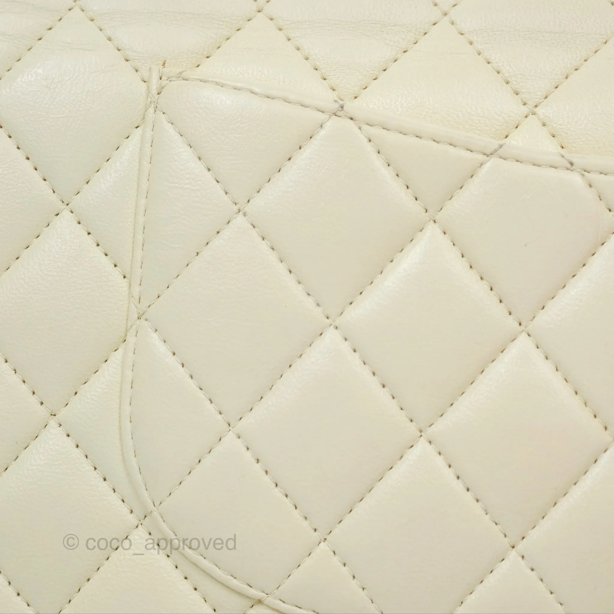 Chanel Medium Classic Flap Quilted Pale Yellow Lambskin Gold Hardware