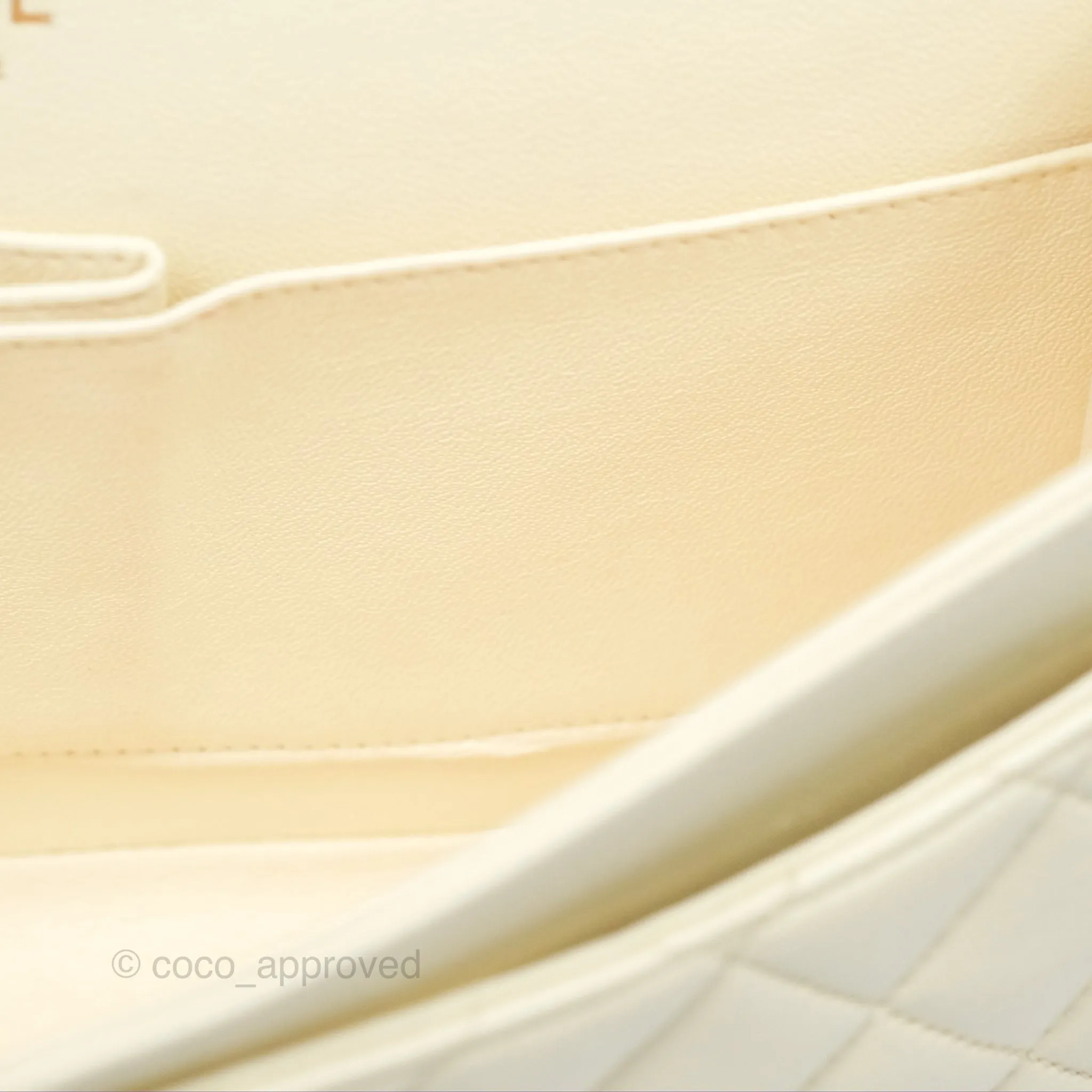 Chanel Medium Classic Flap Quilted Pale Yellow Lambskin Gold Hardware