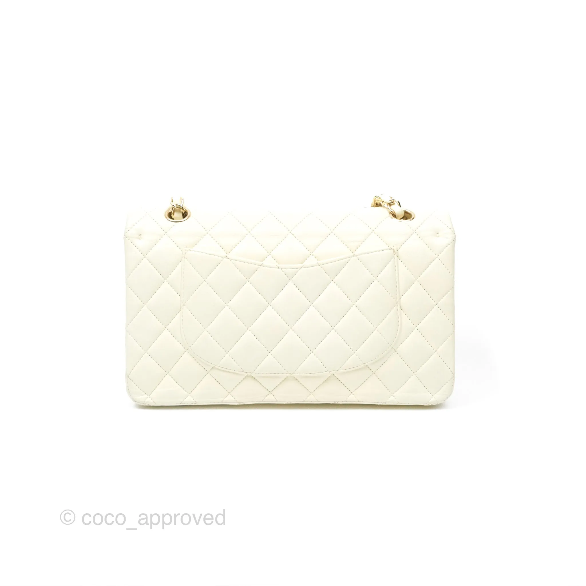 Chanel Medium Classic Flap Quilted Pale Yellow Lambskin Gold Hardware