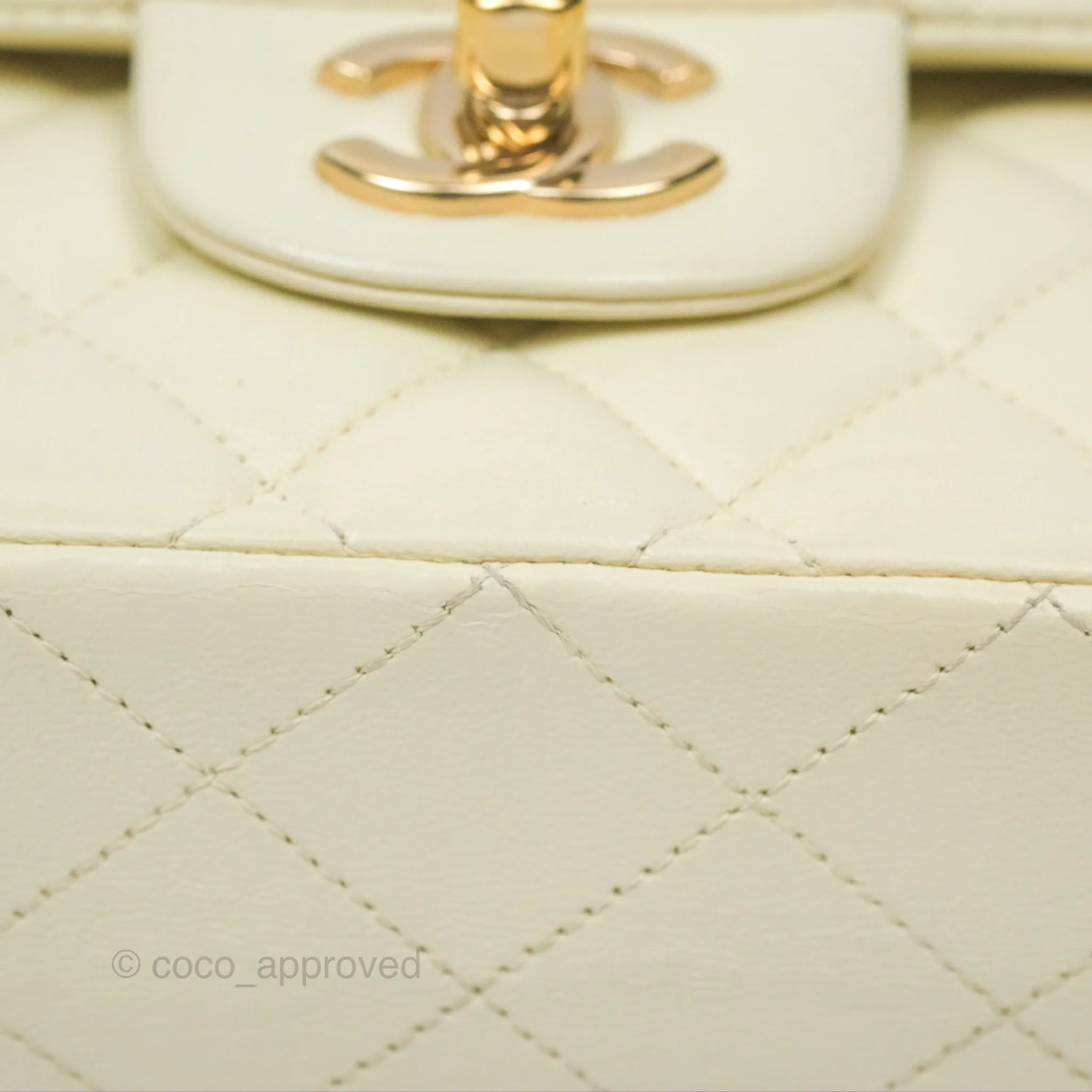 Chanel Medium Classic Flap Quilted Pale Yellow Lambskin Gold Hardware