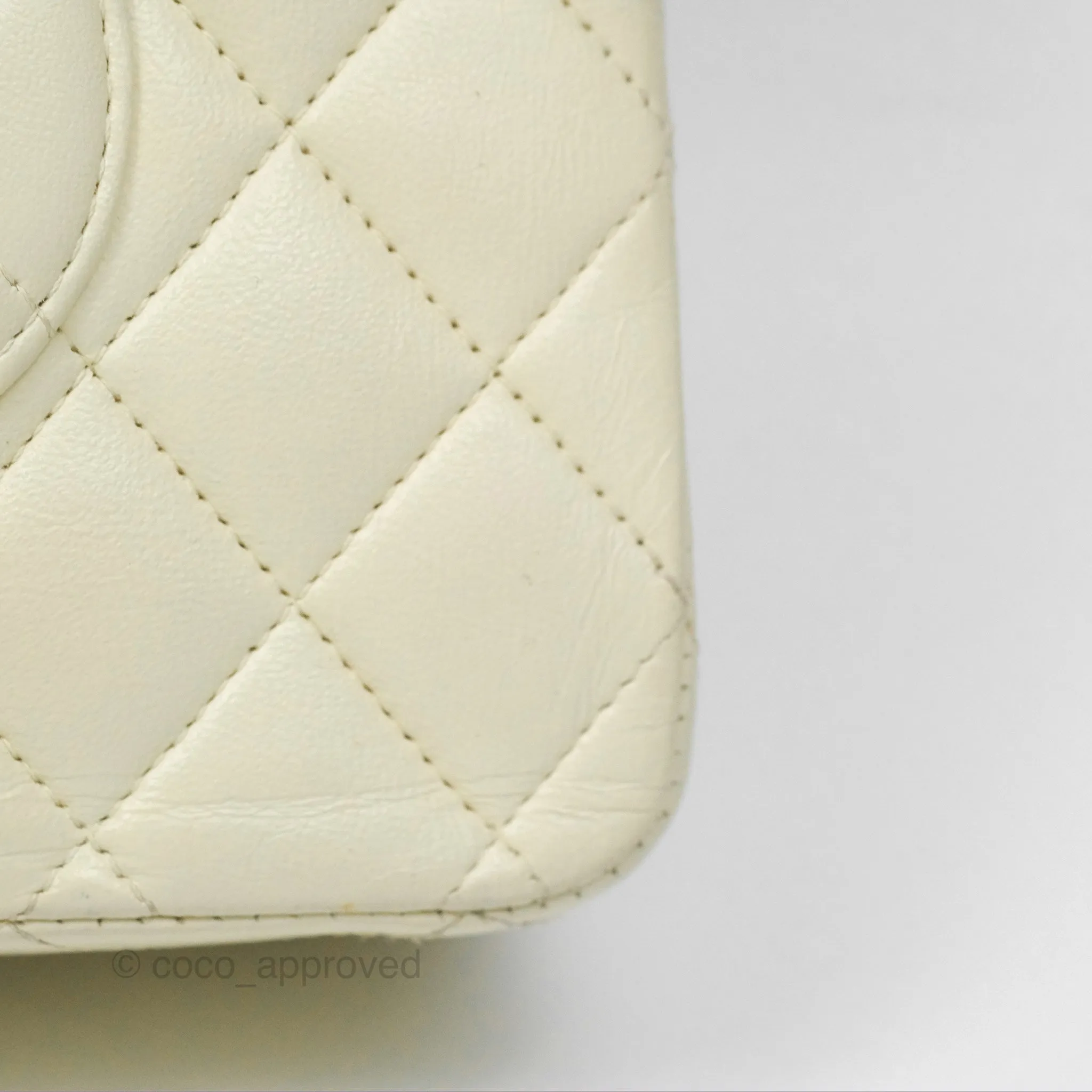 Chanel Medium Classic Flap Quilted Pale Yellow Lambskin Gold Hardware