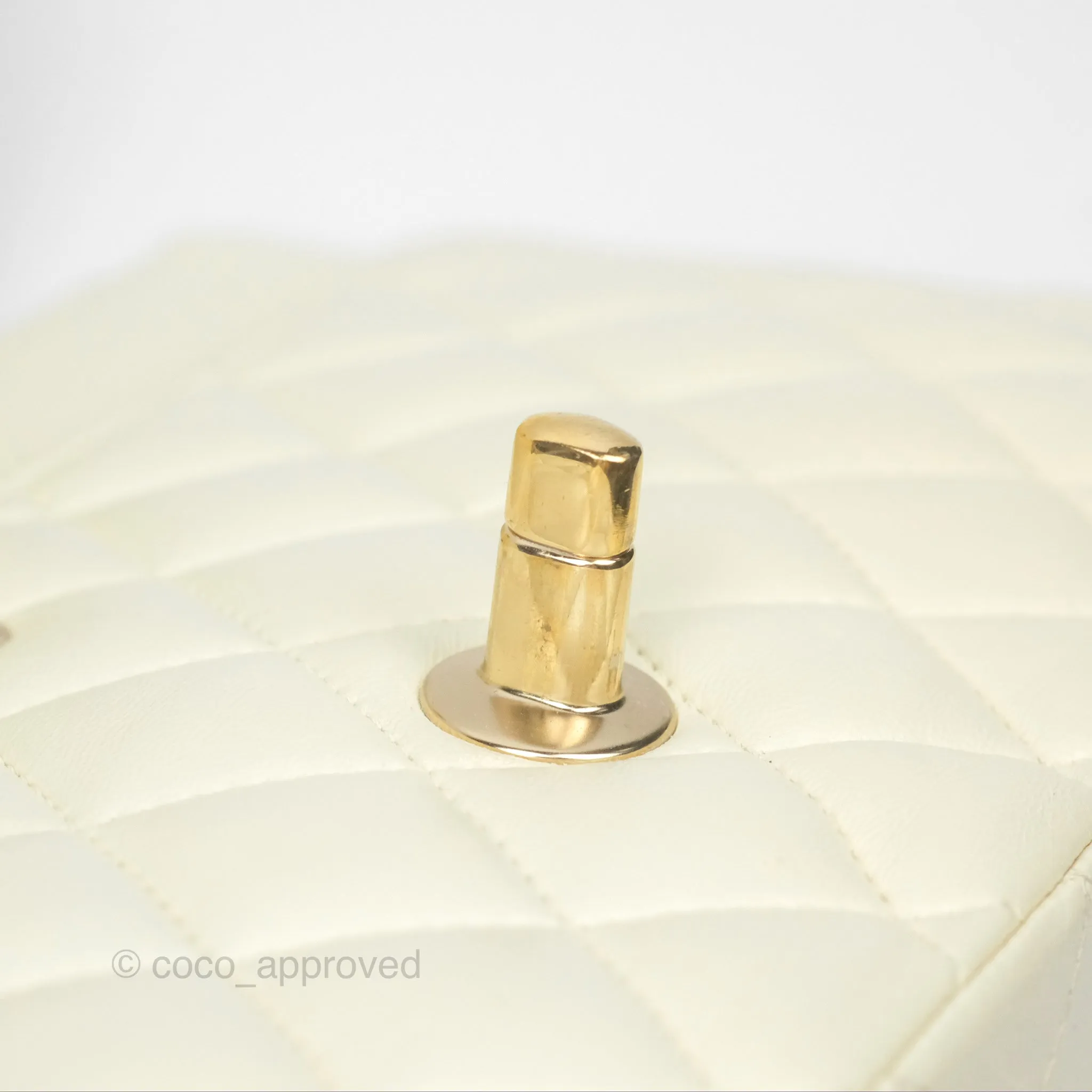 Chanel Medium Classic Flap Quilted Pale Yellow Lambskin Gold Hardware