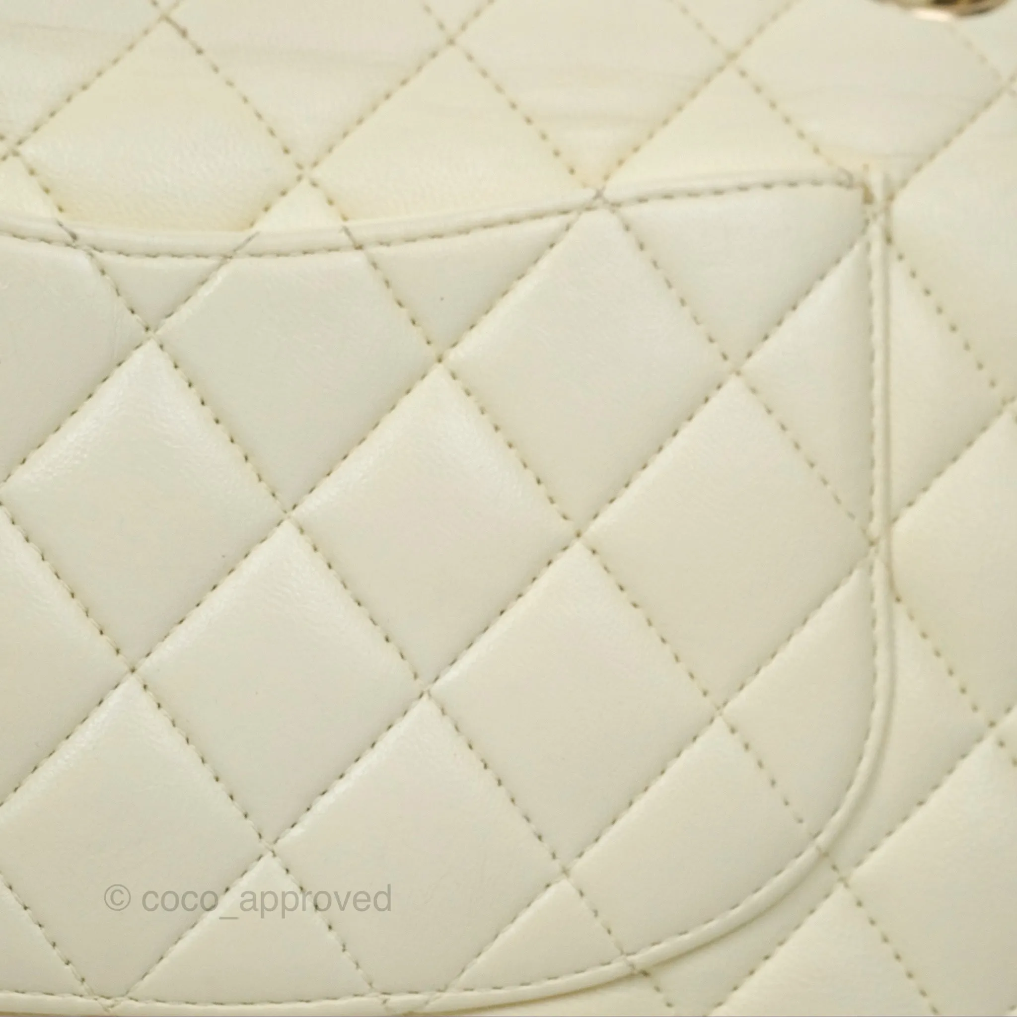 Chanel Medium Classic Flap Quilted Pale Yellow Lambskin Gold Hardware