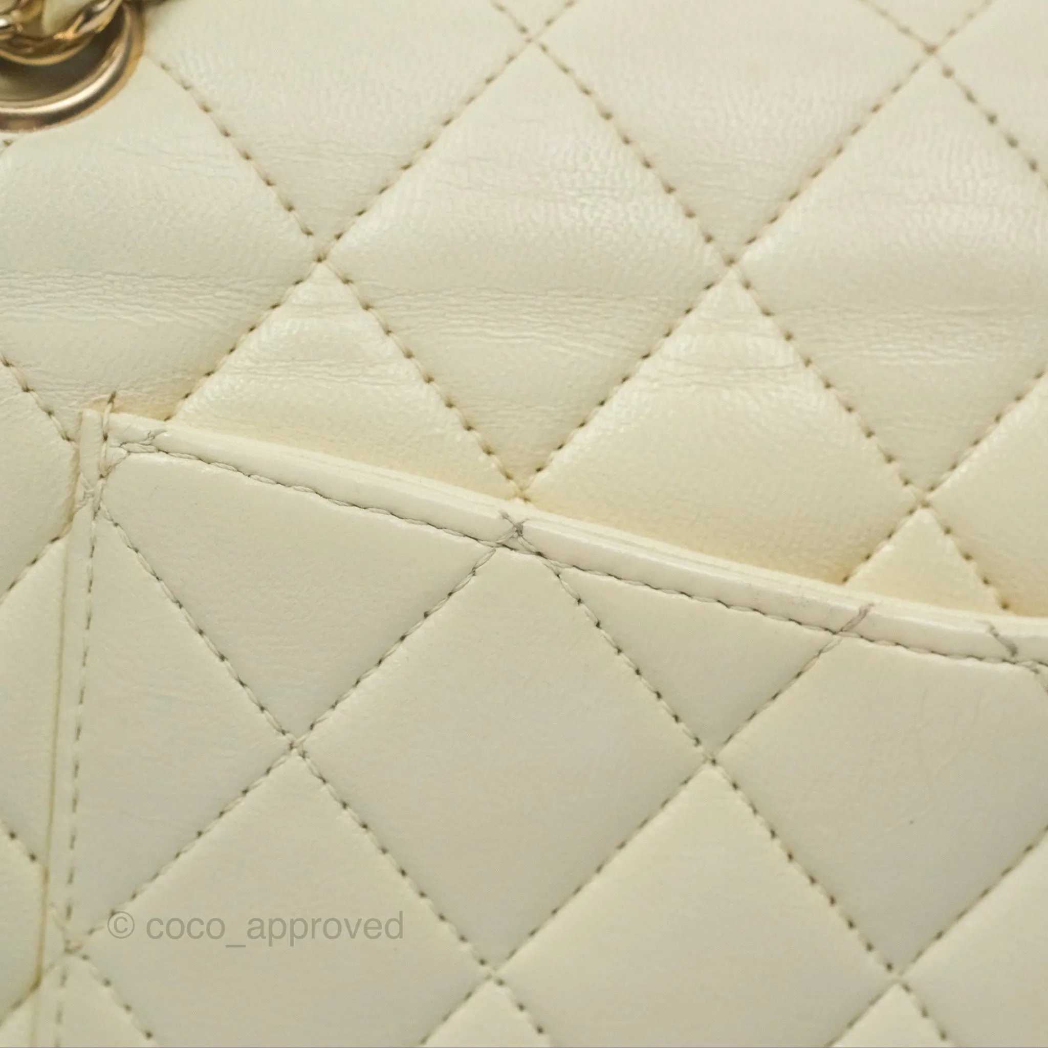 Chanel Medium Classic Flap Quilted Pale Yellow Lambskin Gold Hardware