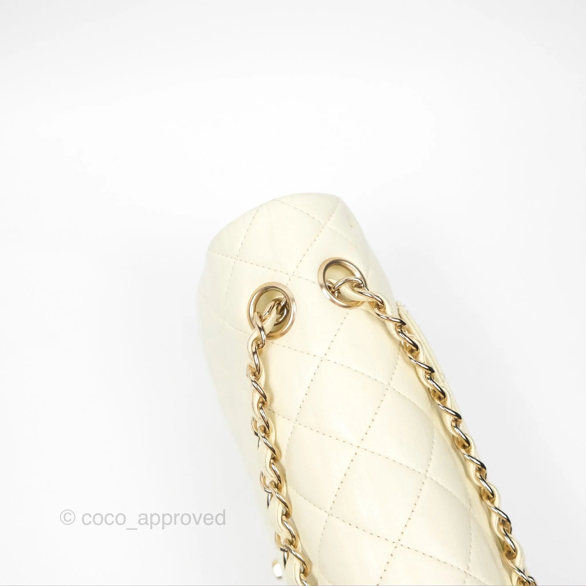 Chanel Medium Classic Flap Quilted Pale Yellow Lambskin Gold Hardware