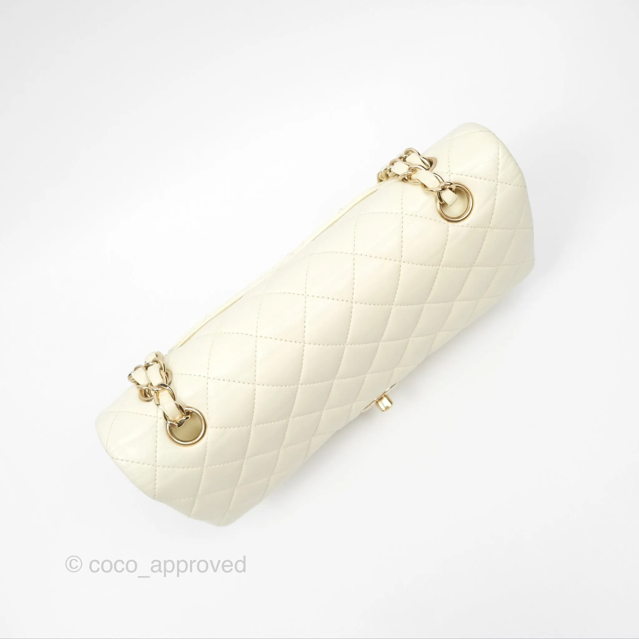 Chanel Medium Classic Flap Quilted Pale Yellow Lambskin Gold Hardware