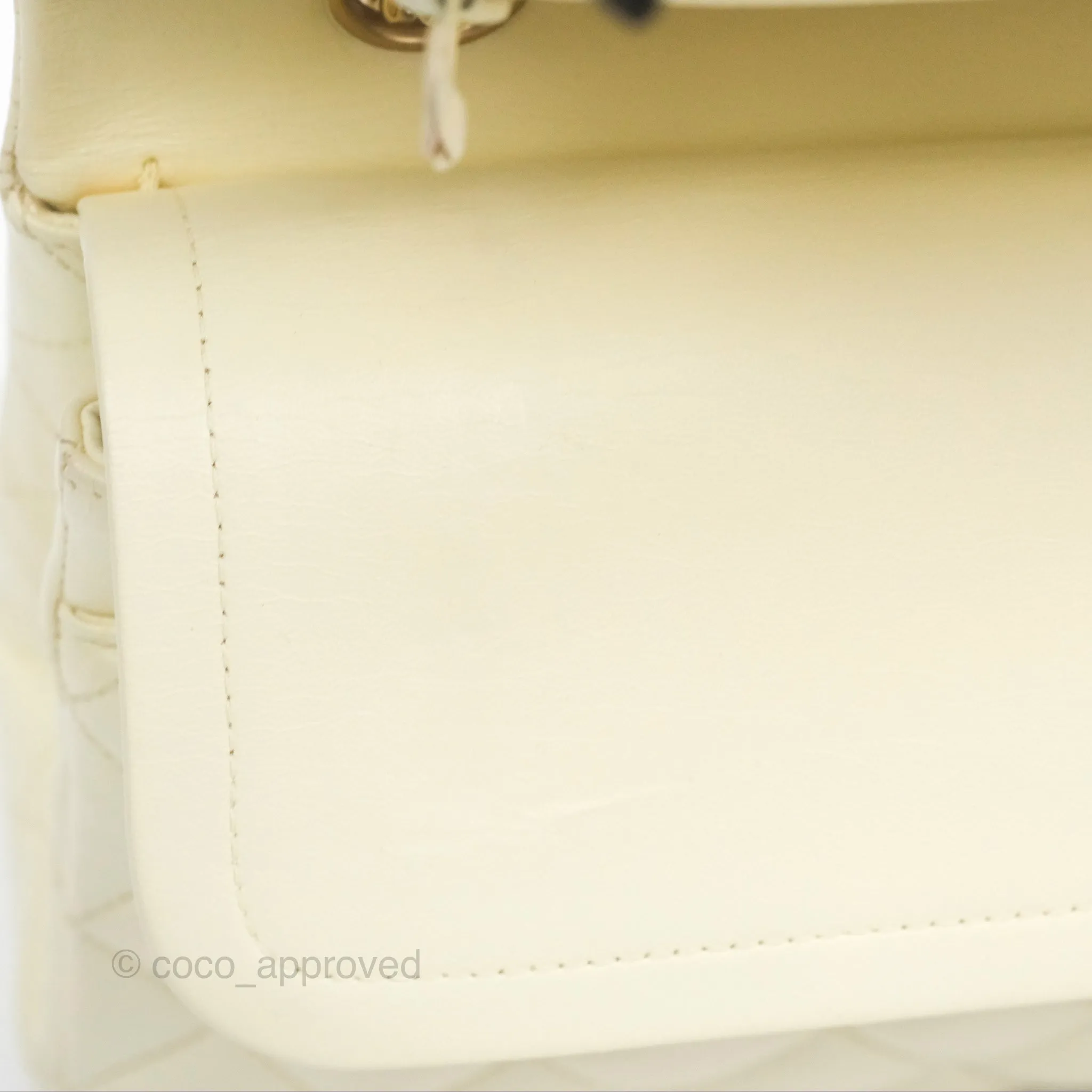 Chanel Medium Classic Flap Quilted Pale Yellow Lambskin Gold Hardware