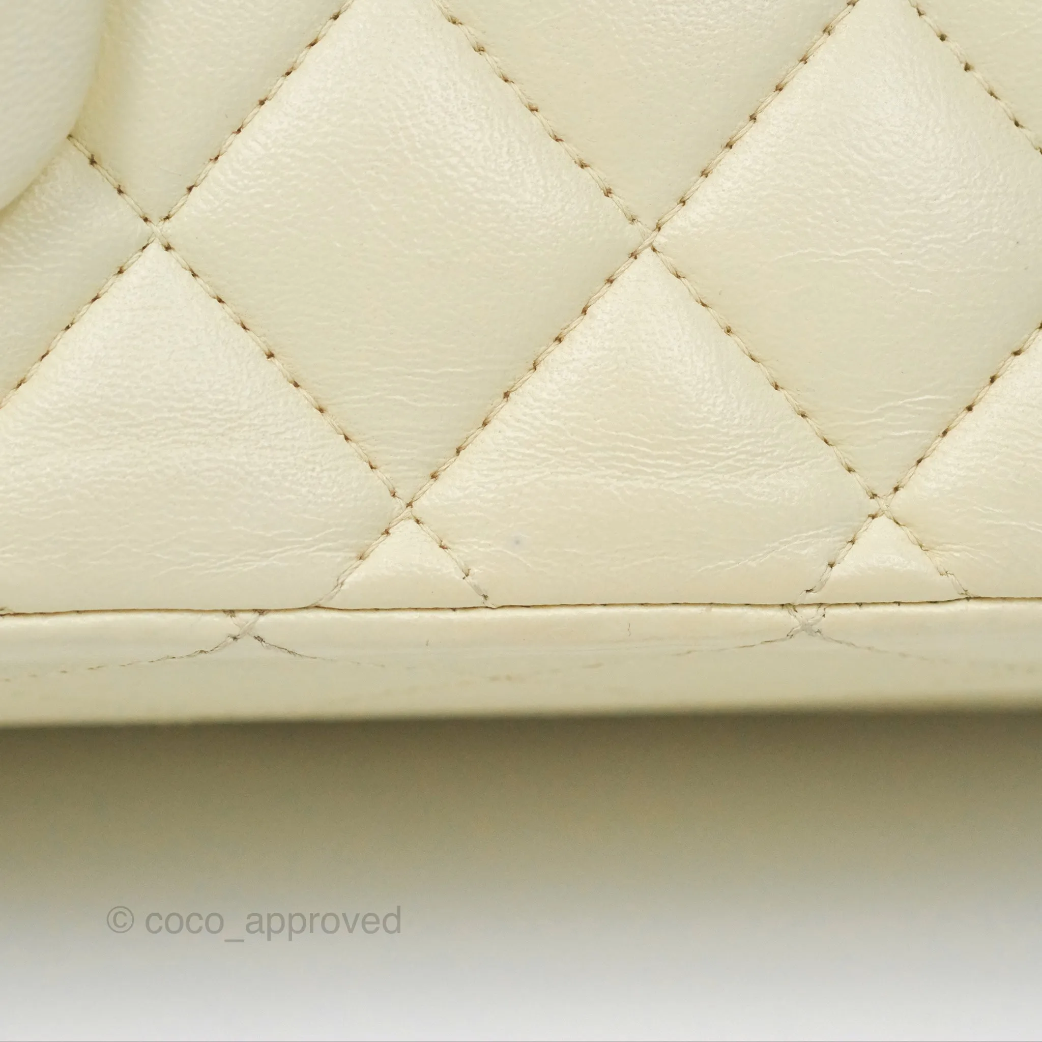 Chanel Medium Classic Flap Quilted Pale Yellow Lambskin Gold Hardware